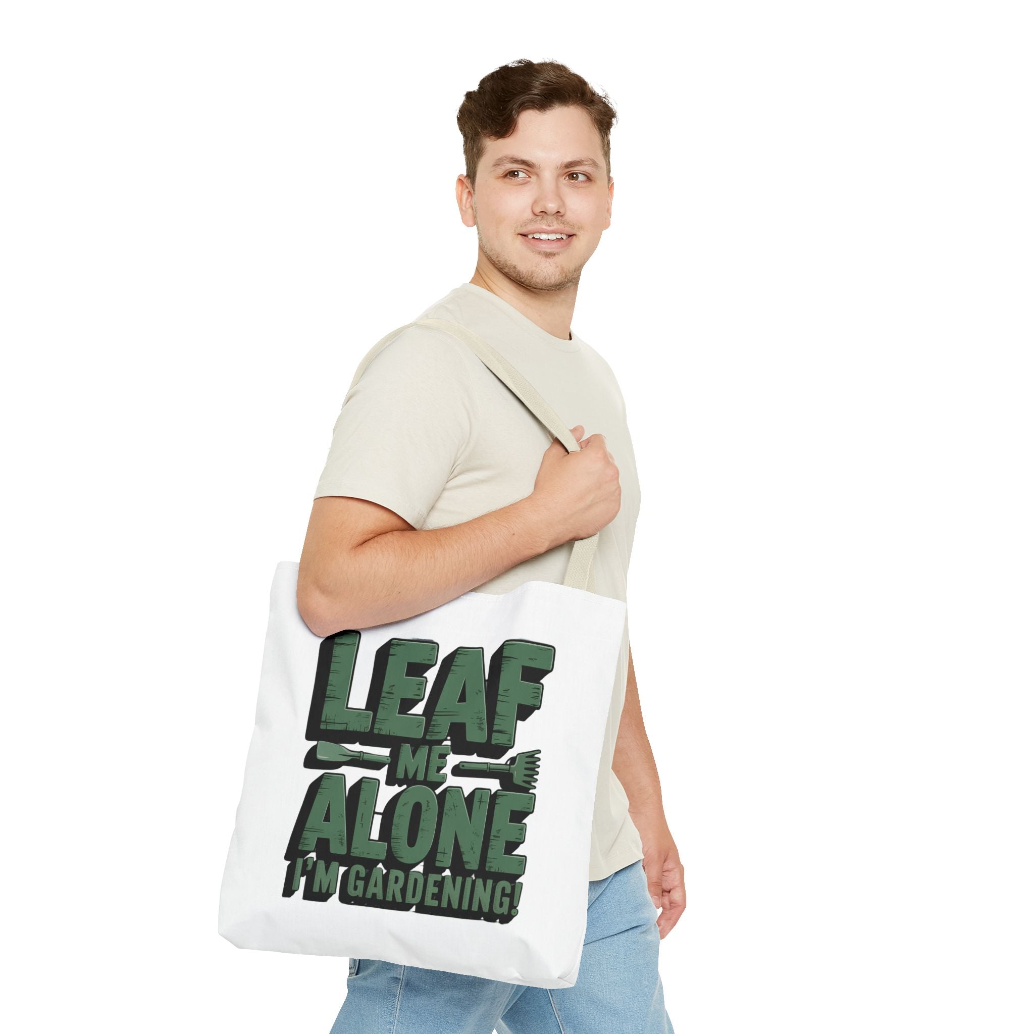 Gardening Tote Bag — "Leaf Me Alone I'm Gardening" Funny Plant Lover Tote