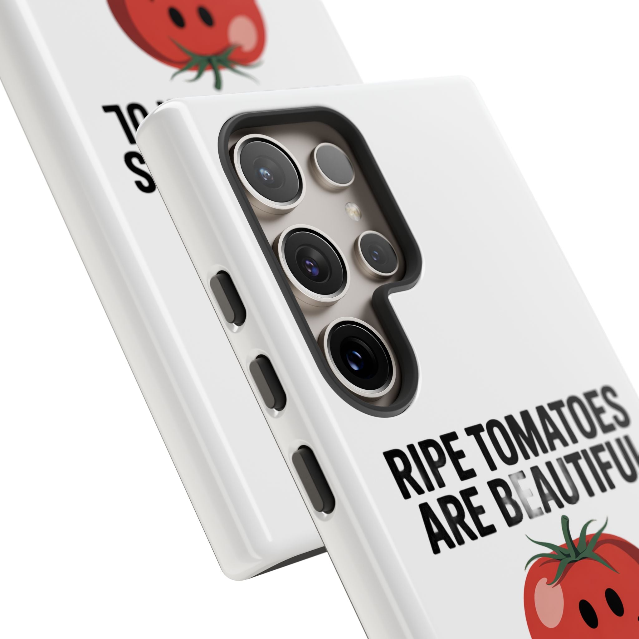 Phone Case — "Ripe Tomatoes Are Beautiful" Audrey Hepburn Quote with Smiling Tomato Graphic