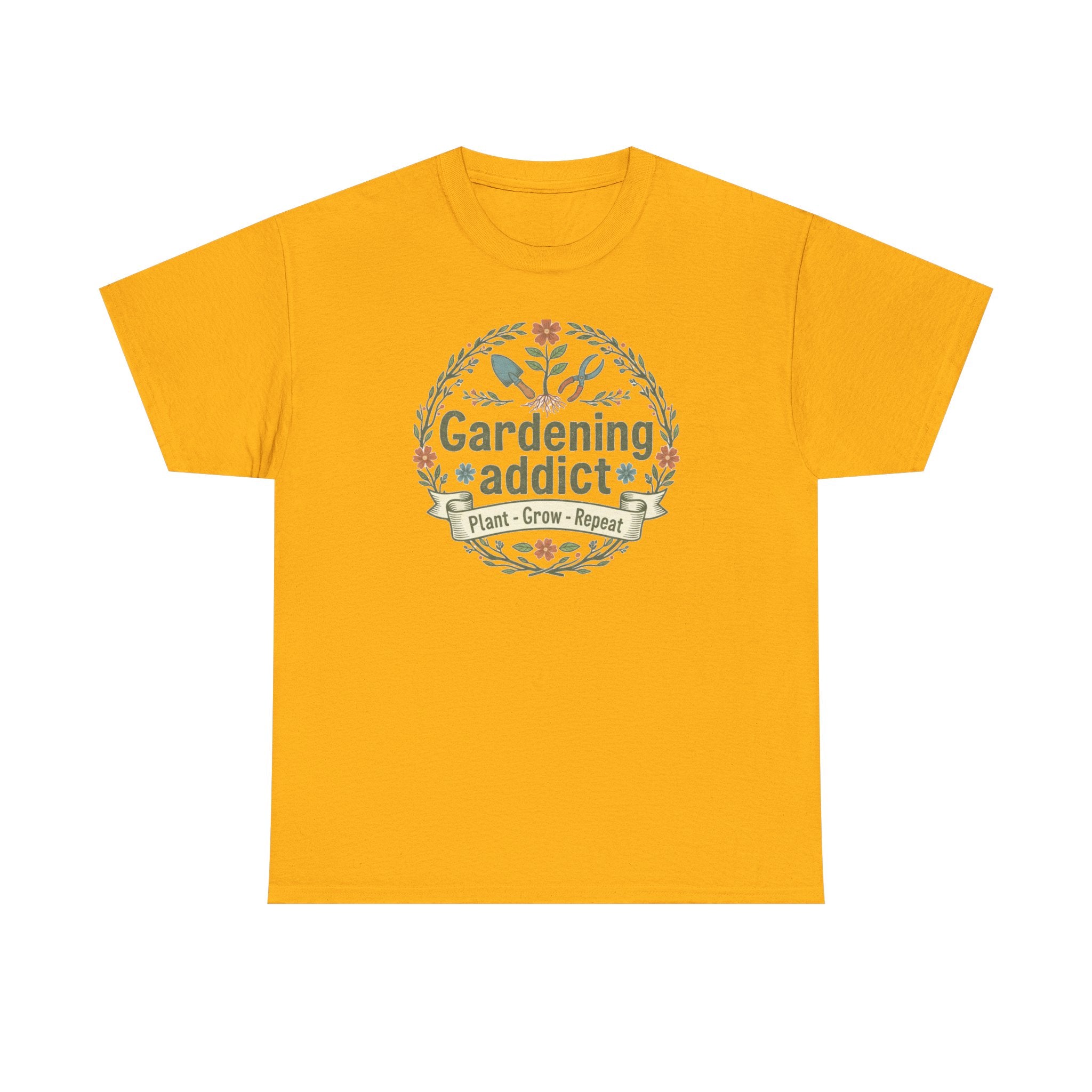 Gardening Addict T-Shirt — Plant Grow Repeat Floral Tee for Gardeners