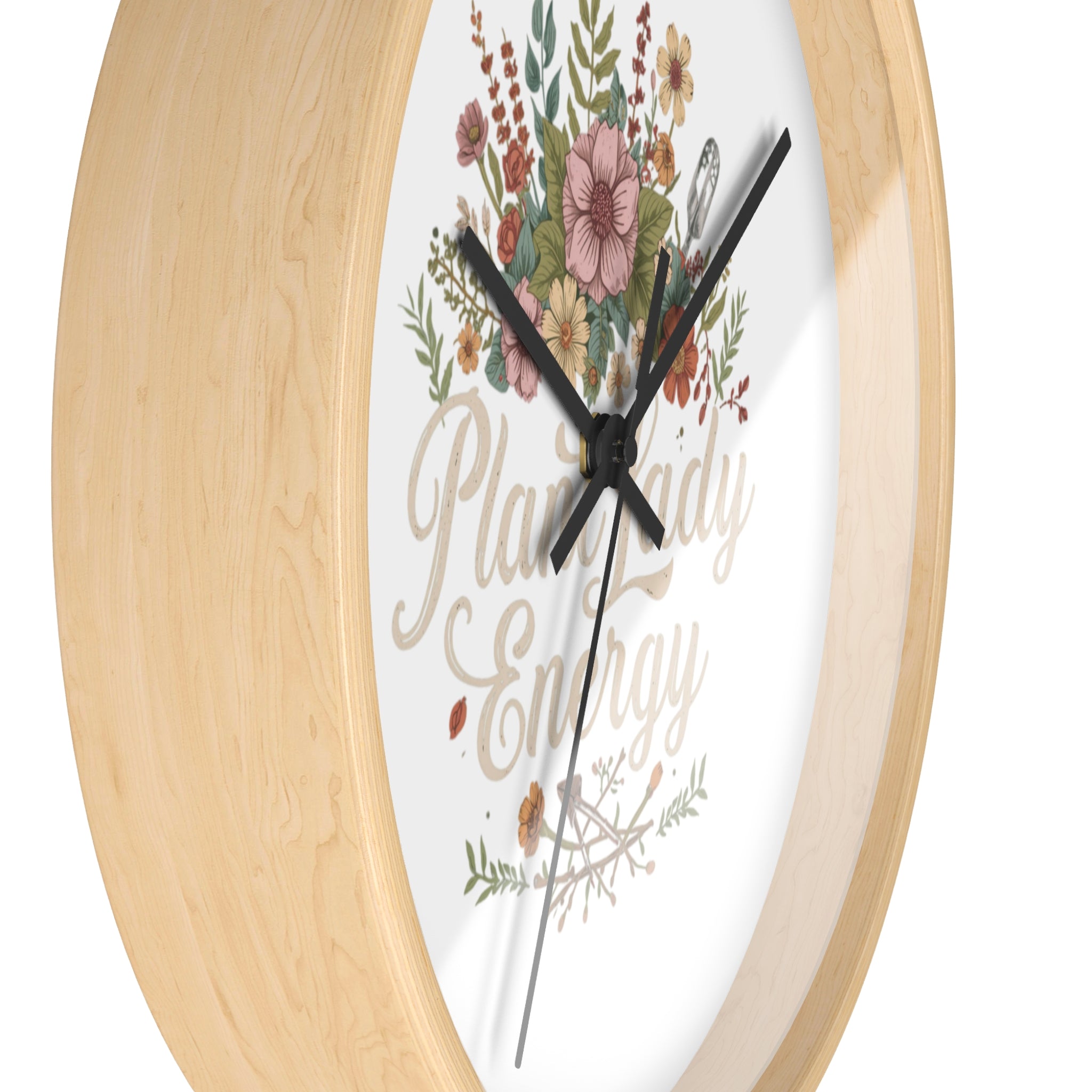 Plant Lady Energy Wall Clock — Floral Botanical Home Decor Gift