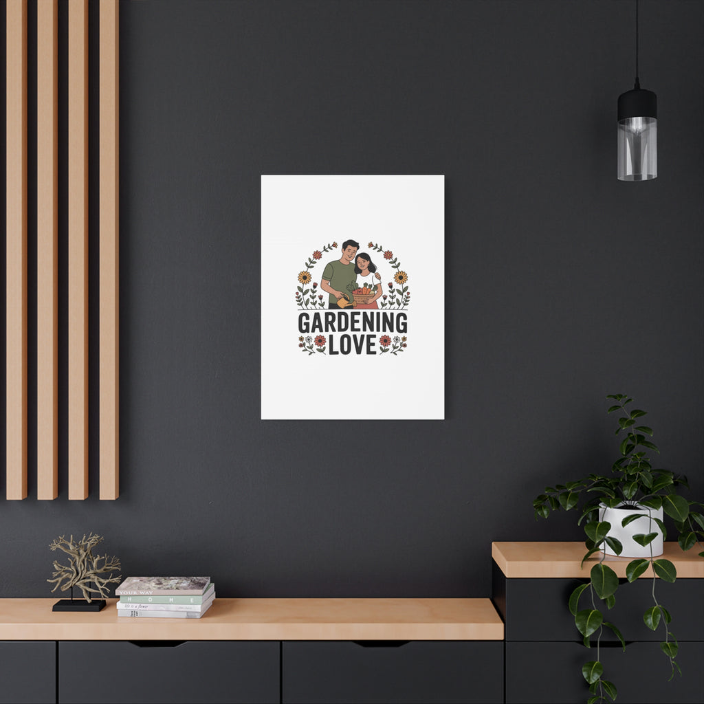 Gardening Love Canvas Print — Couple Gardening Wall Art