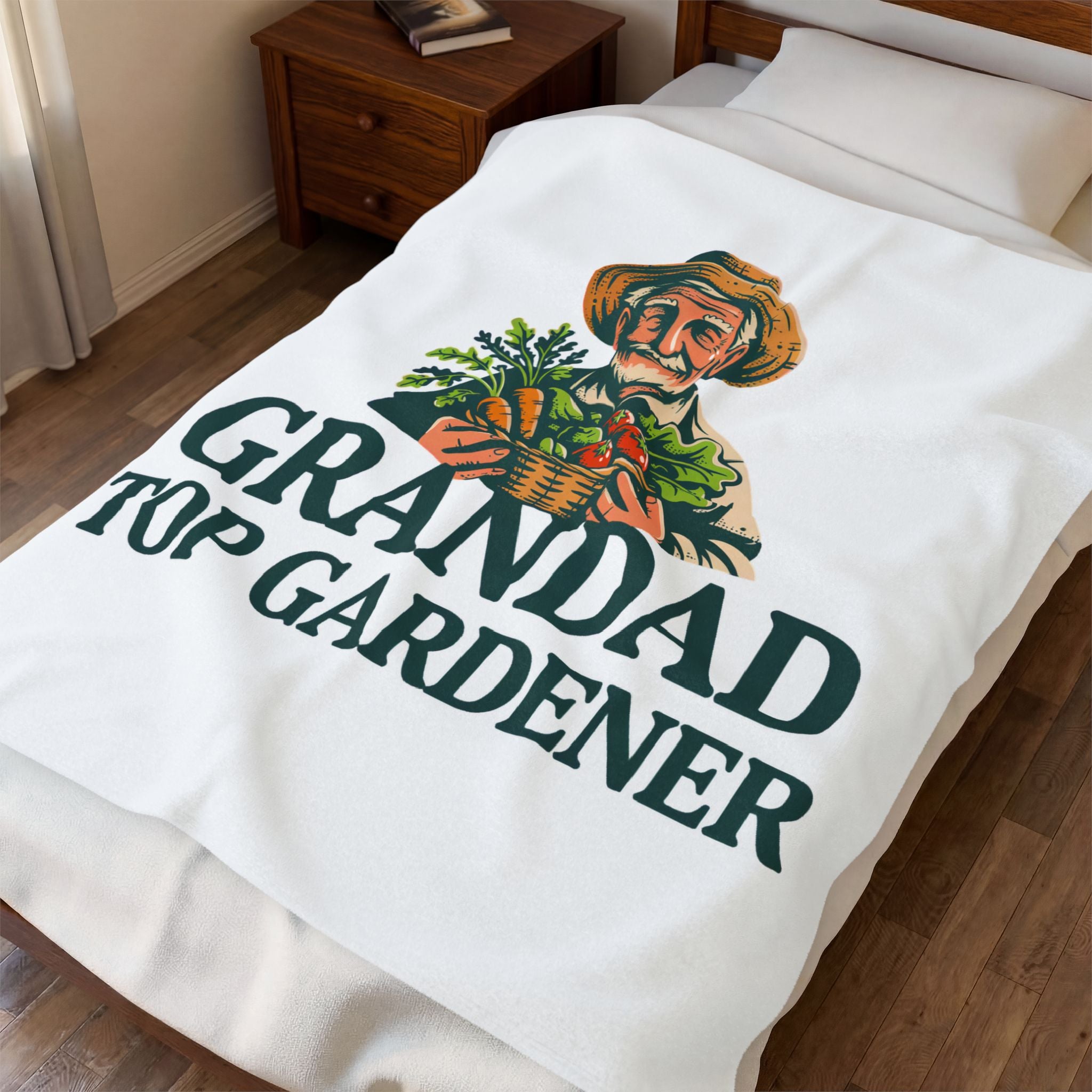 Velveteen Plush Blanket — "Grandad Top Gardener" Cozy Gardener Throw (Father's Day, Gift for Grandpa)