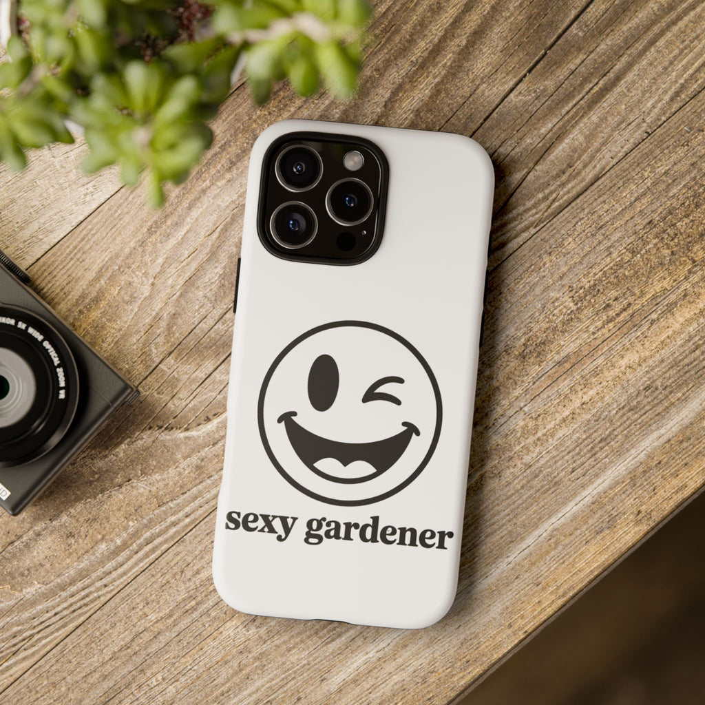 Phone Case — Winking Smiley “sexy gardener” Graphic