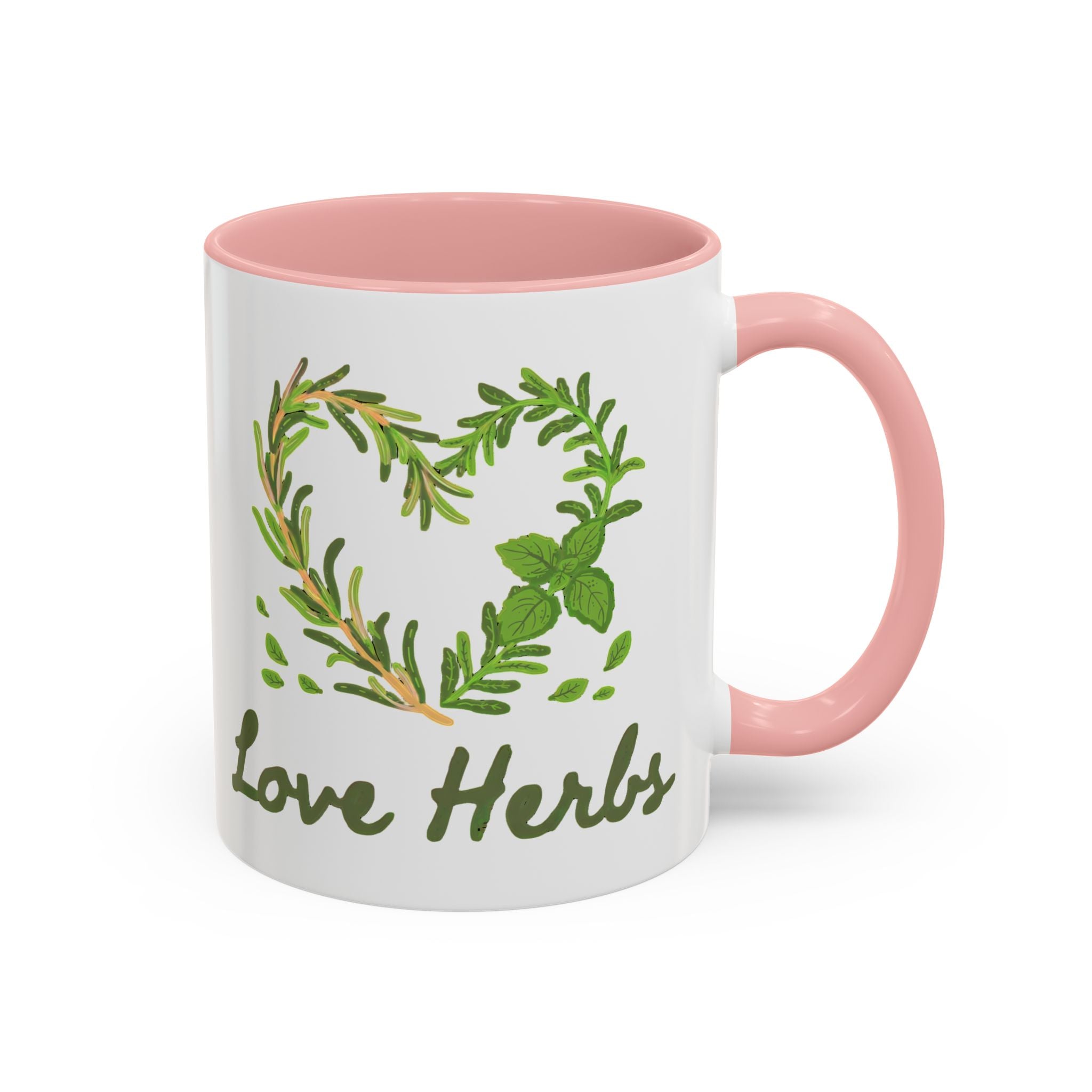 Herb Heart Accent Coffee Mug – “Love Herbs” Botanical Tea & Coffee Cup