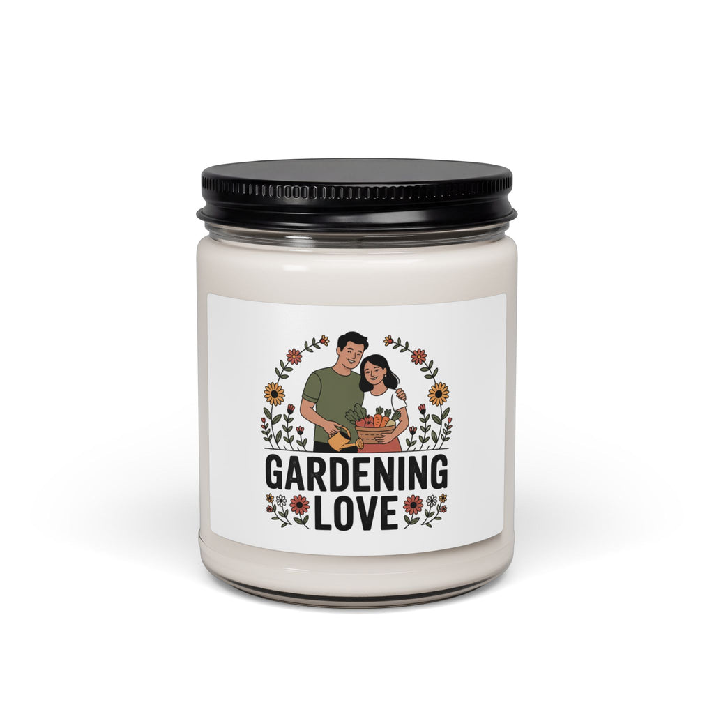 Gardening Love Scented Soy Candle — 9oz Aromatherapy Jar for Gardeners, “Gardening Love” Gift