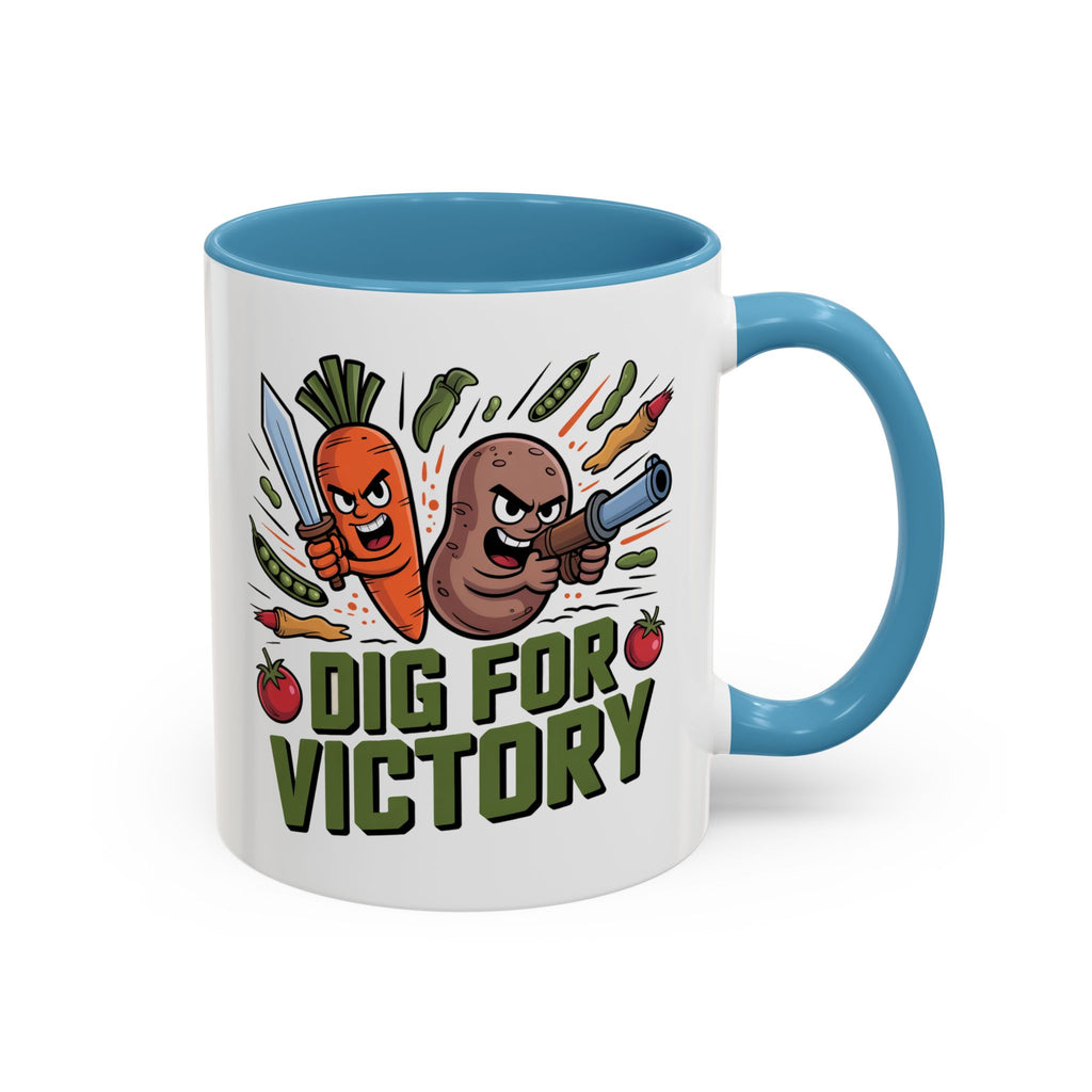 Dig For Victory Coffee Mug — Garden Veggie Cartoon Accent Mug (11/15oz)
