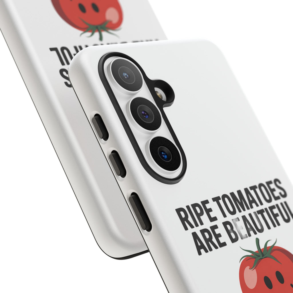 Phone Case — "Ripe Tomatoes Are Beautiful" Audrey Hepburn Quote with Smiling Tomato Graphic