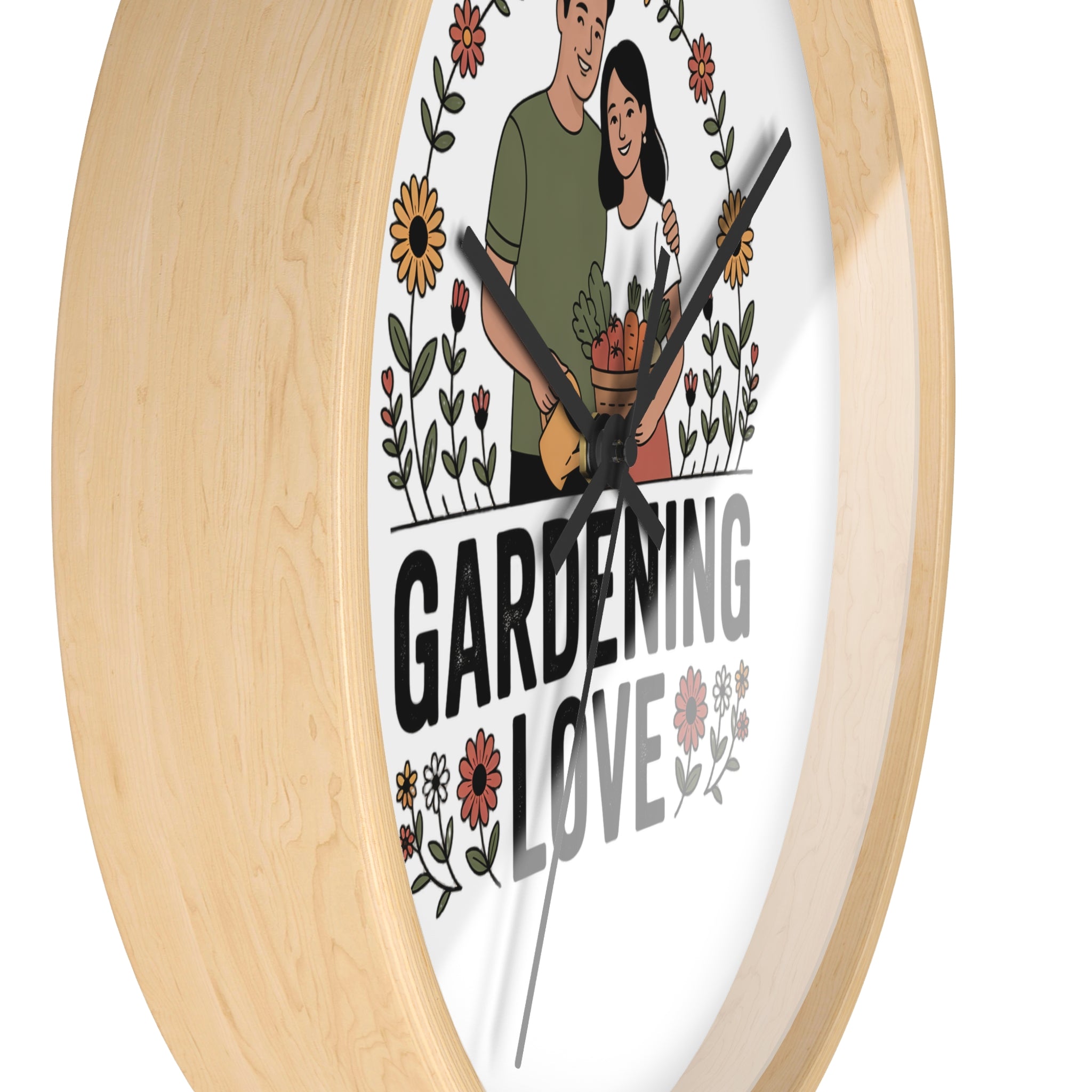 Gardening Love Wall Clock — Couple Floral Garden Decor