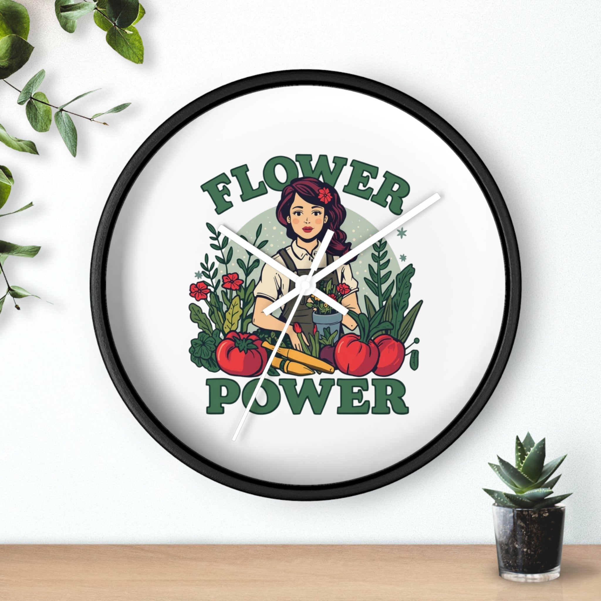 Flower Power Wall Clock - Vintage Garden Decor for Plant Lovers