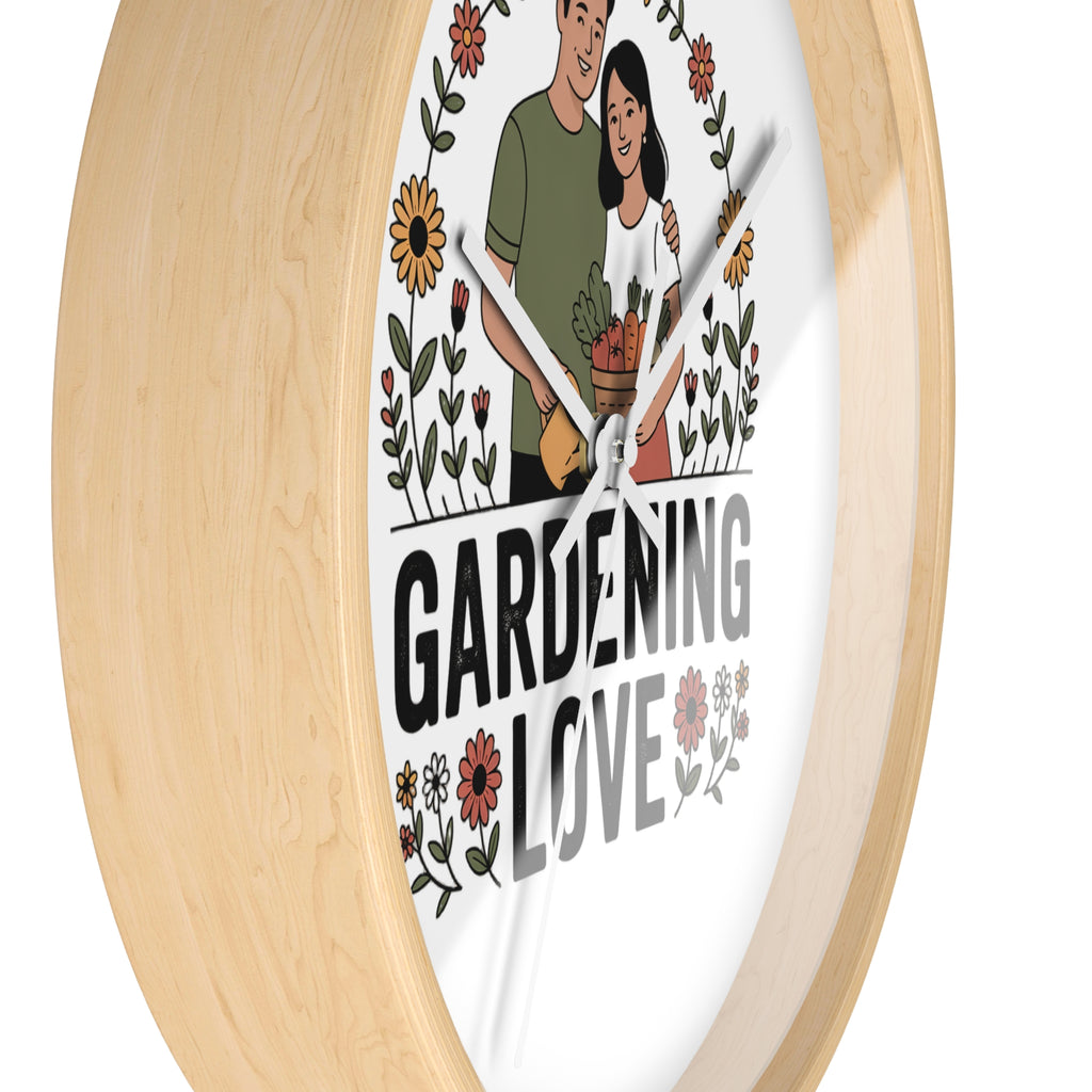 Gardening Love Wall Clock — Couple Floral Garden Decor