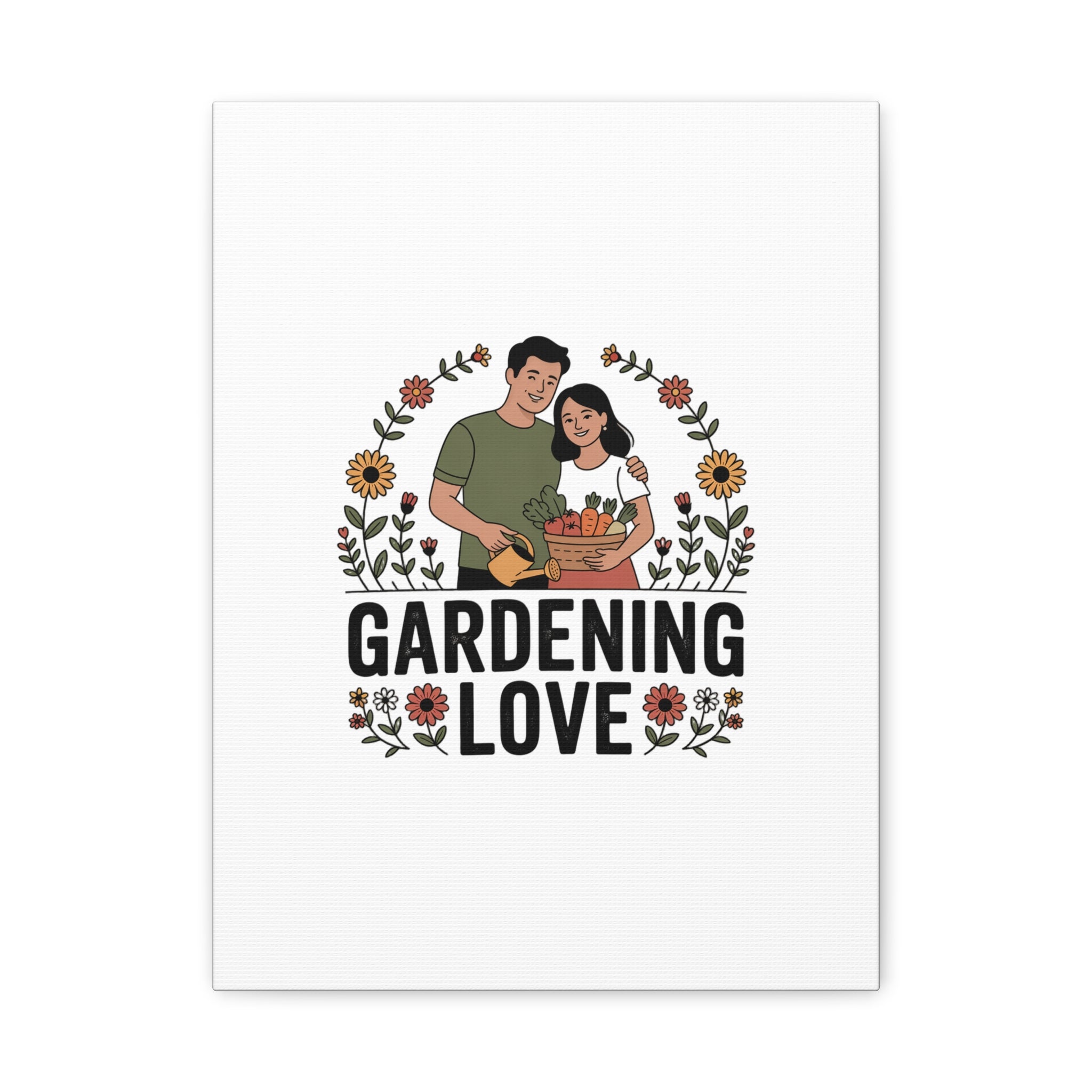 Gardening Love Canvas Print — Couple Gardening Wall Art