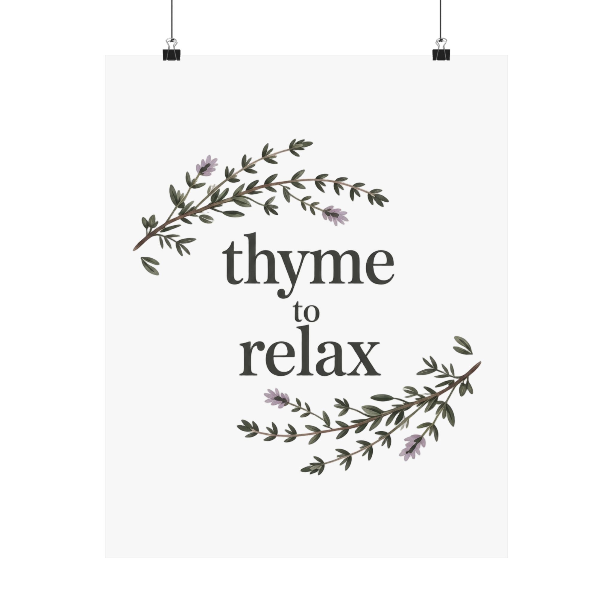 Thyme to Relax Botanical Poster — Calming Kitchen or Spa Wall Art