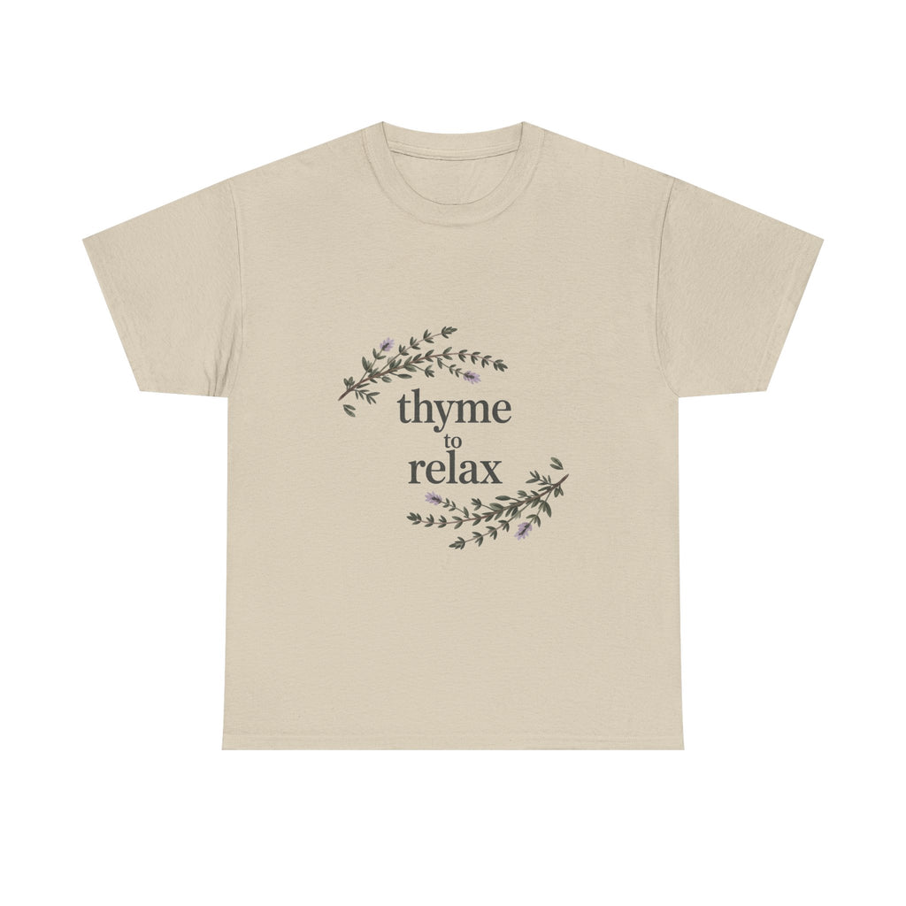 Relax Tee — “Thyme to Relax” Herbal Floral Graphic T-Shirt