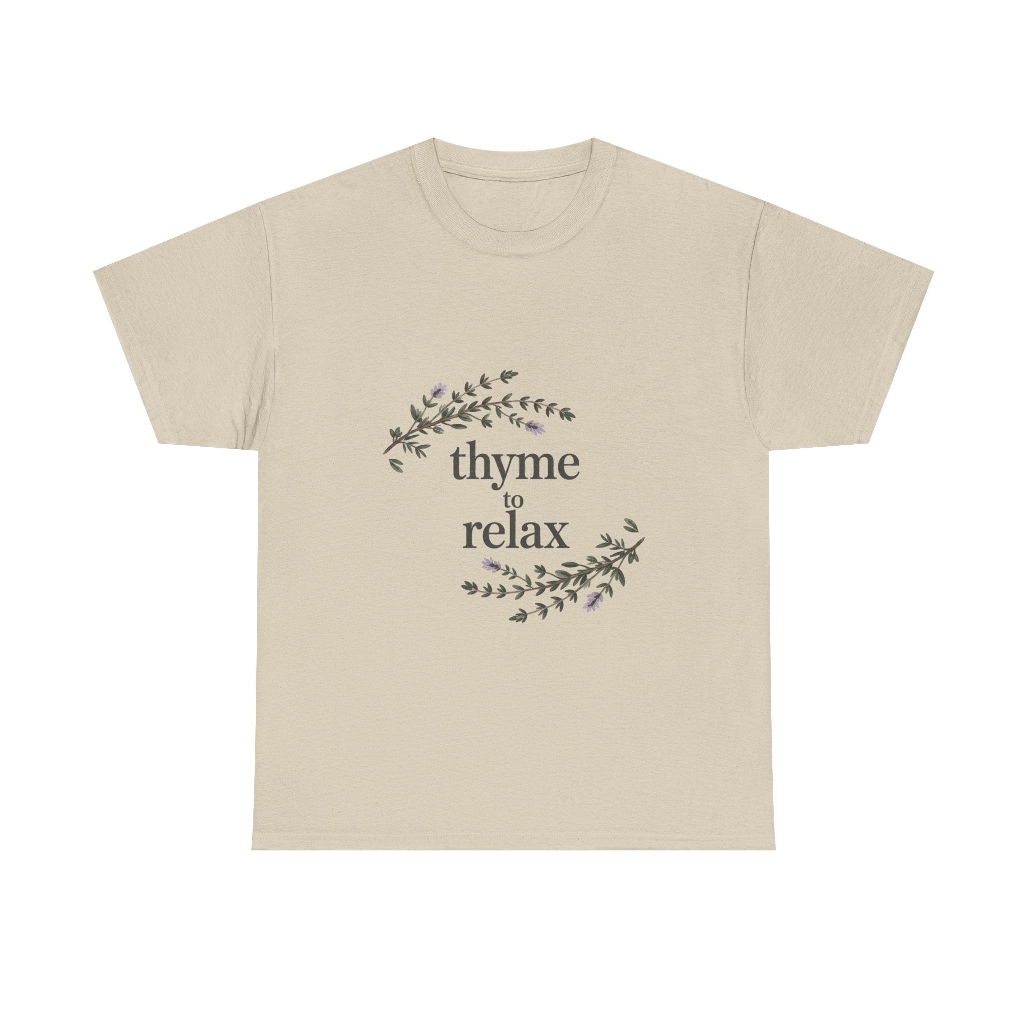 Relax Tee — “Thyme to Relax” Herbal Floral Graphic T-Shirt