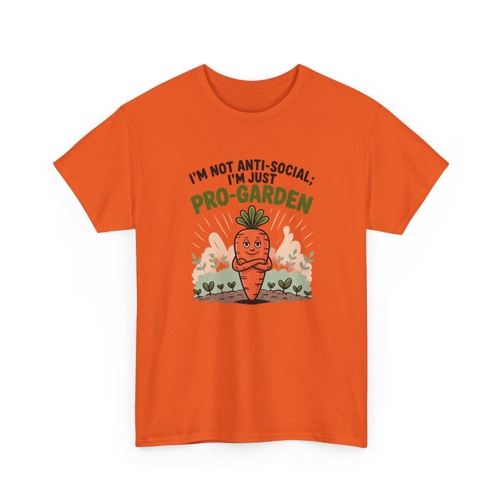 Garden Lover T‑Shirt — "I’m Not Anti-Social, I’m Just Pro-Garden" Cute Carrot Tee