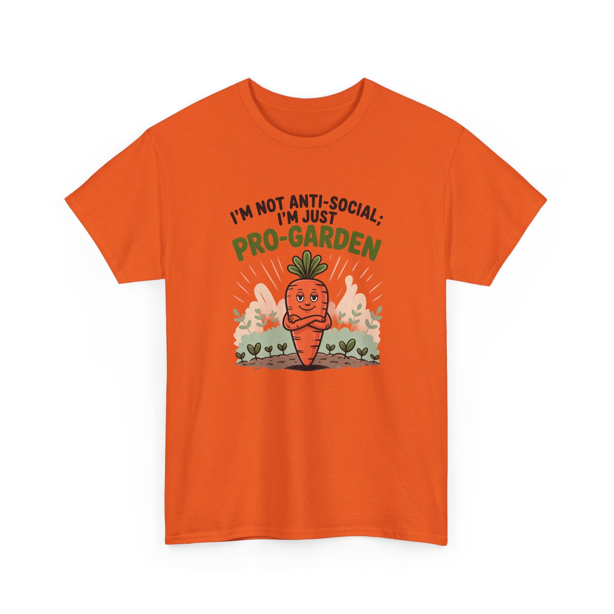 Garden Lover T‑Shirt — "I’m Not Anti-Social, I’m Just Pro-Garden" Cute Carrot Tee