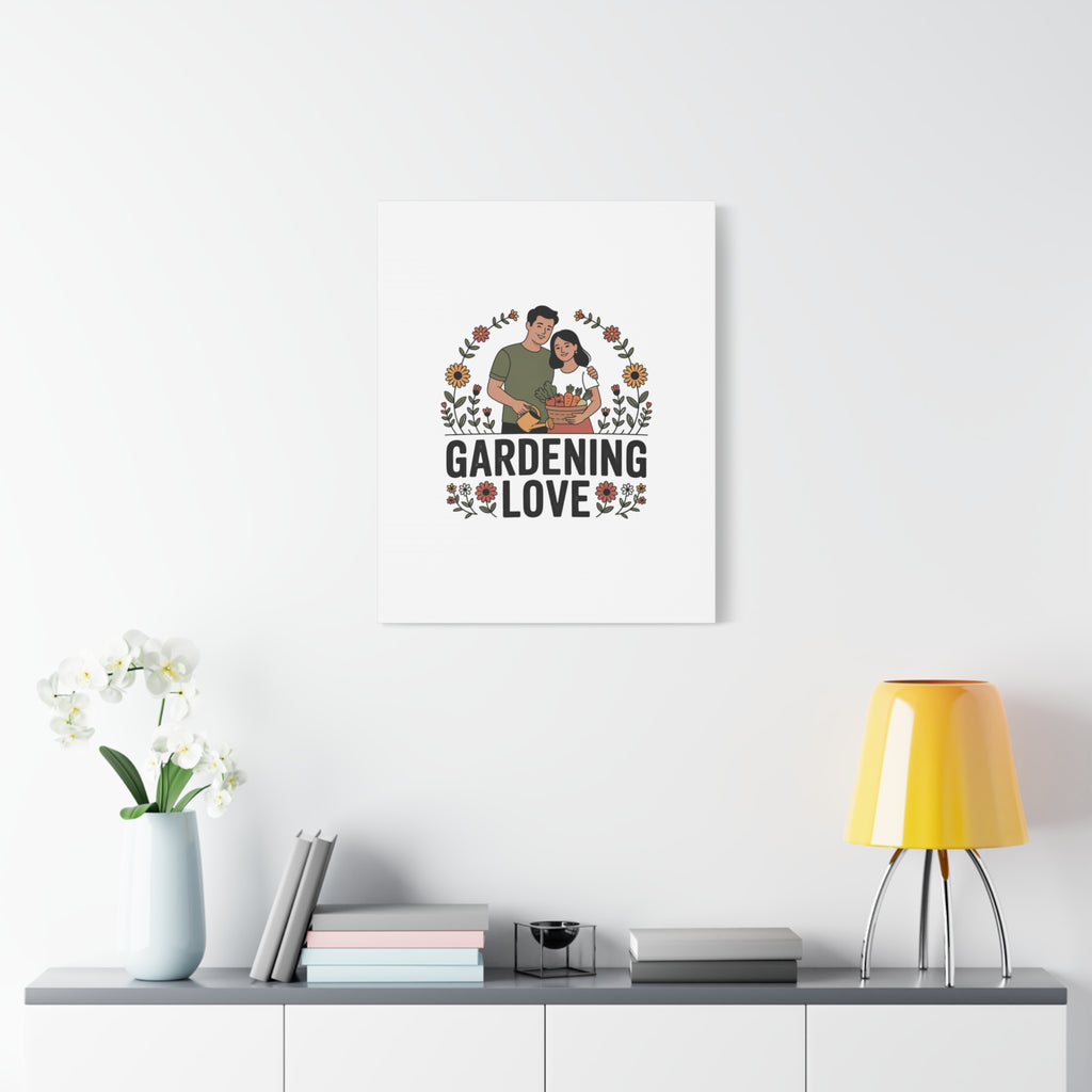 Gardening Love Canvas Print — Couple Gardening Wall Art