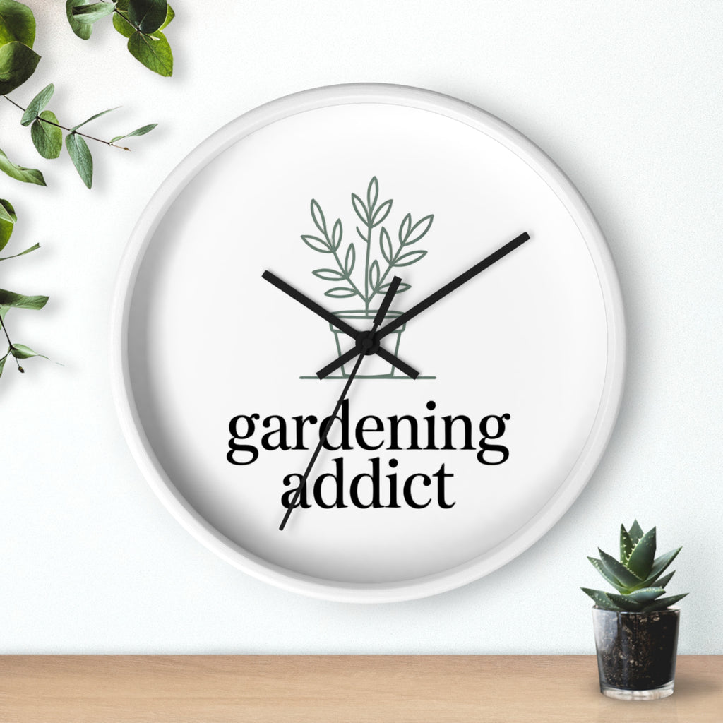 Gardening Addict Wall Clock — Minimal Plant Lover Decor