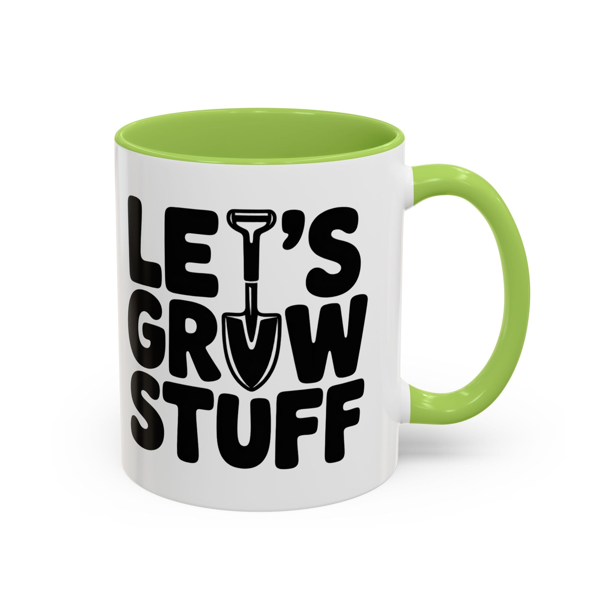 Let's Grow Stuff Coffee Mug — Gardening Mug with Shovel Graphic (11/15 oz)