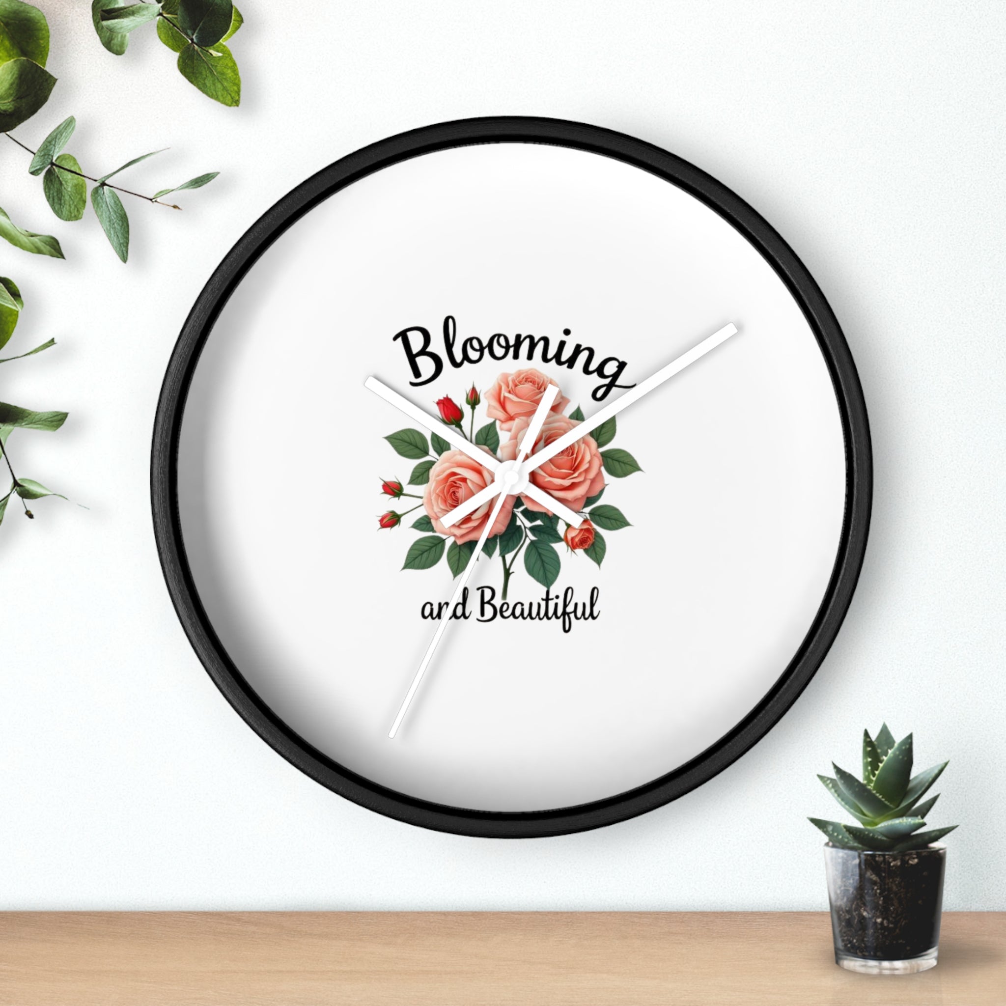 Blooming and Beautiful Wall Clock — Floral Rose Decorative Home Clock