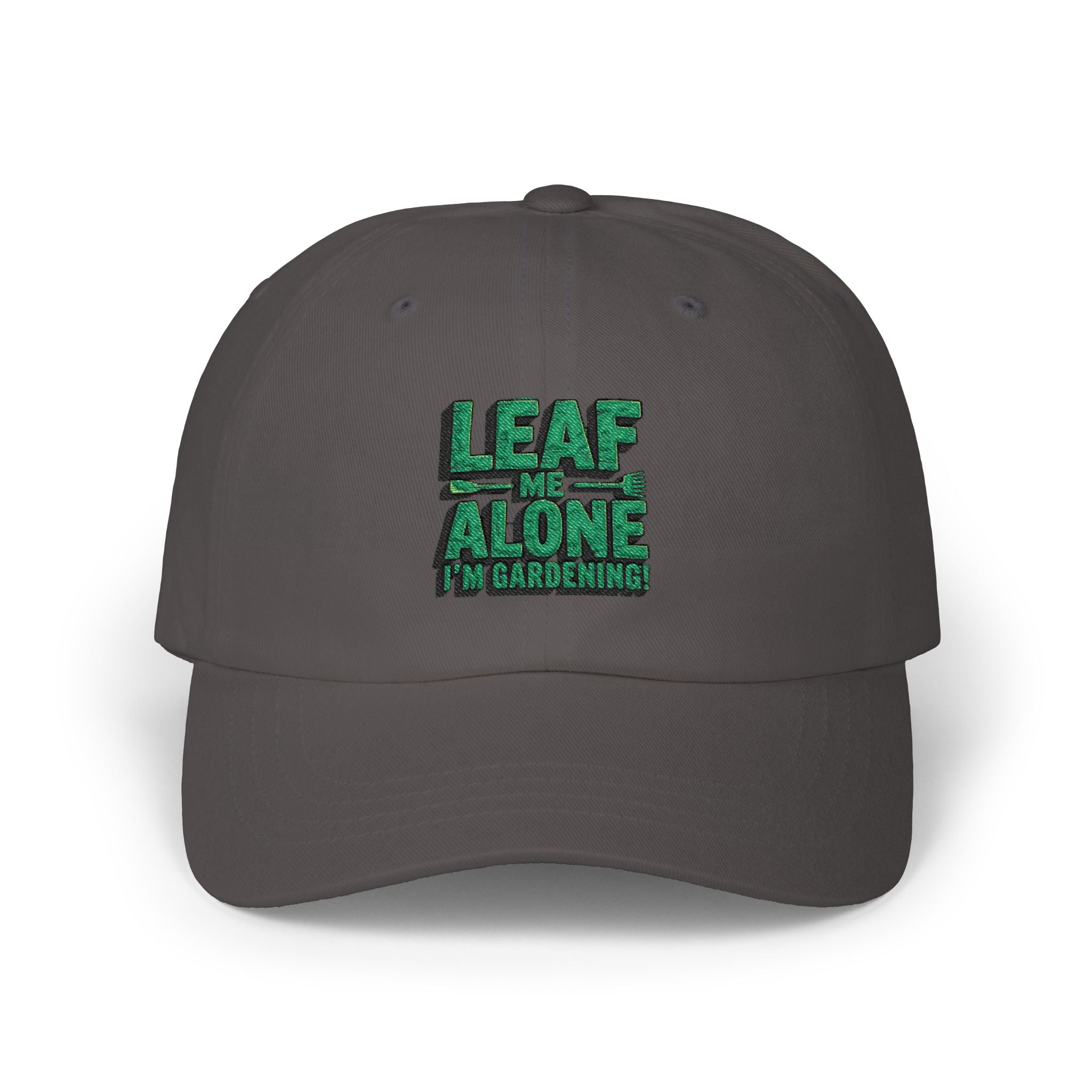 Dad Cap – "Leaf Me Alone" Gardening Hat (Funny Plant Lover Embroidered Cap)