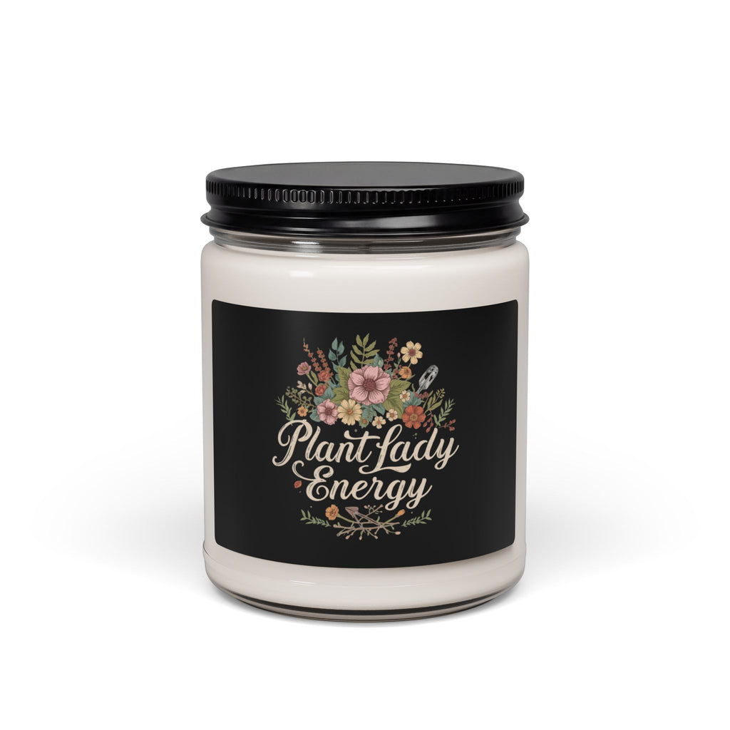 Plant Lady Energy Soy Candle — 9oz Scented Jar with Floral Design