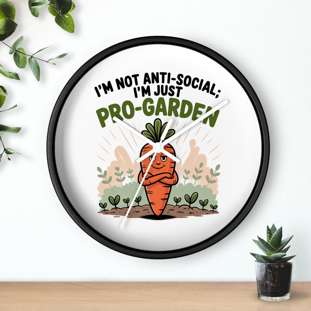 Pro-Garden Wall Clock – "I’m Not Anti-Social, I’m Just Pro-Garden" Carrot Design