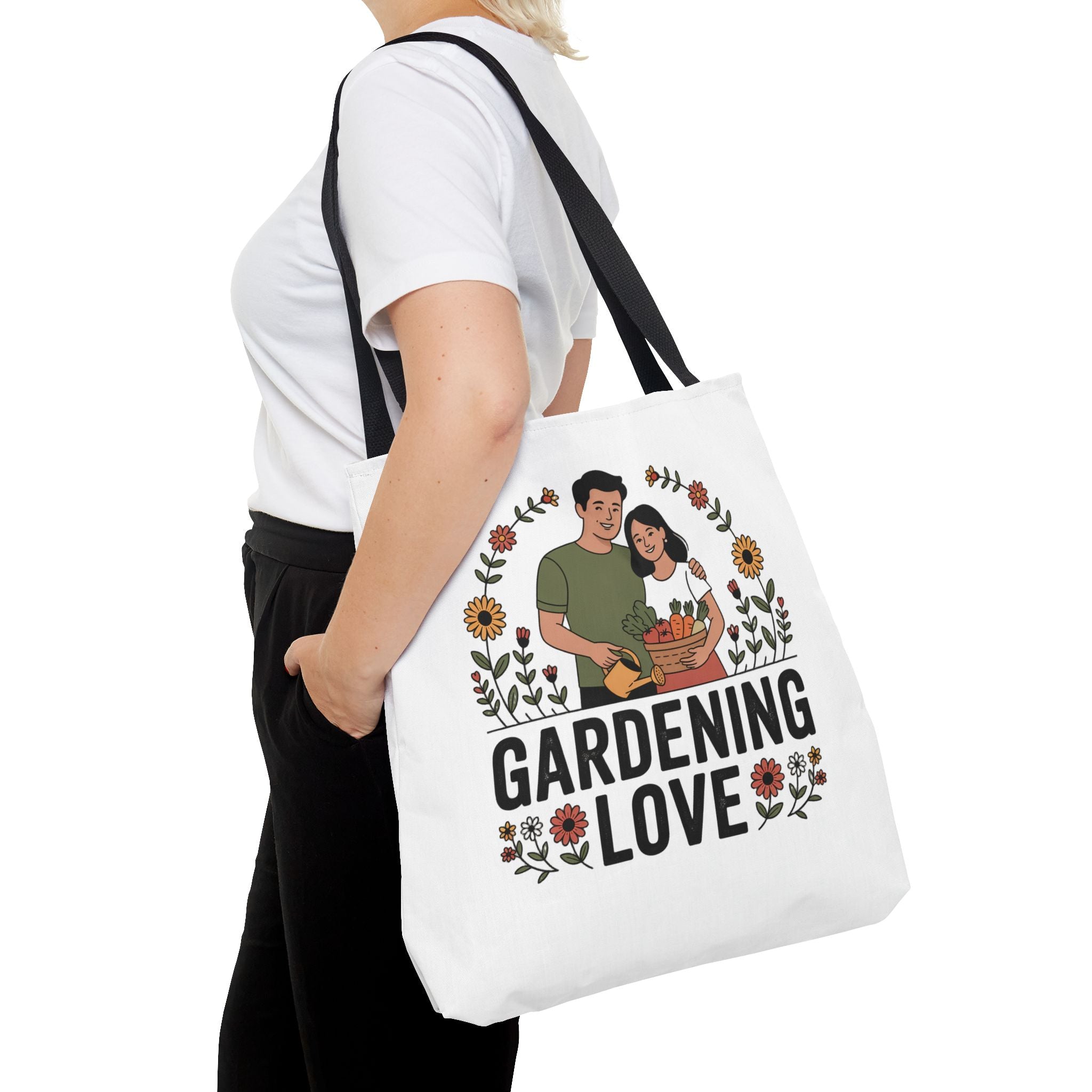 Gardening Love Tote Bag — Floral Couples Gardeners Market Bag