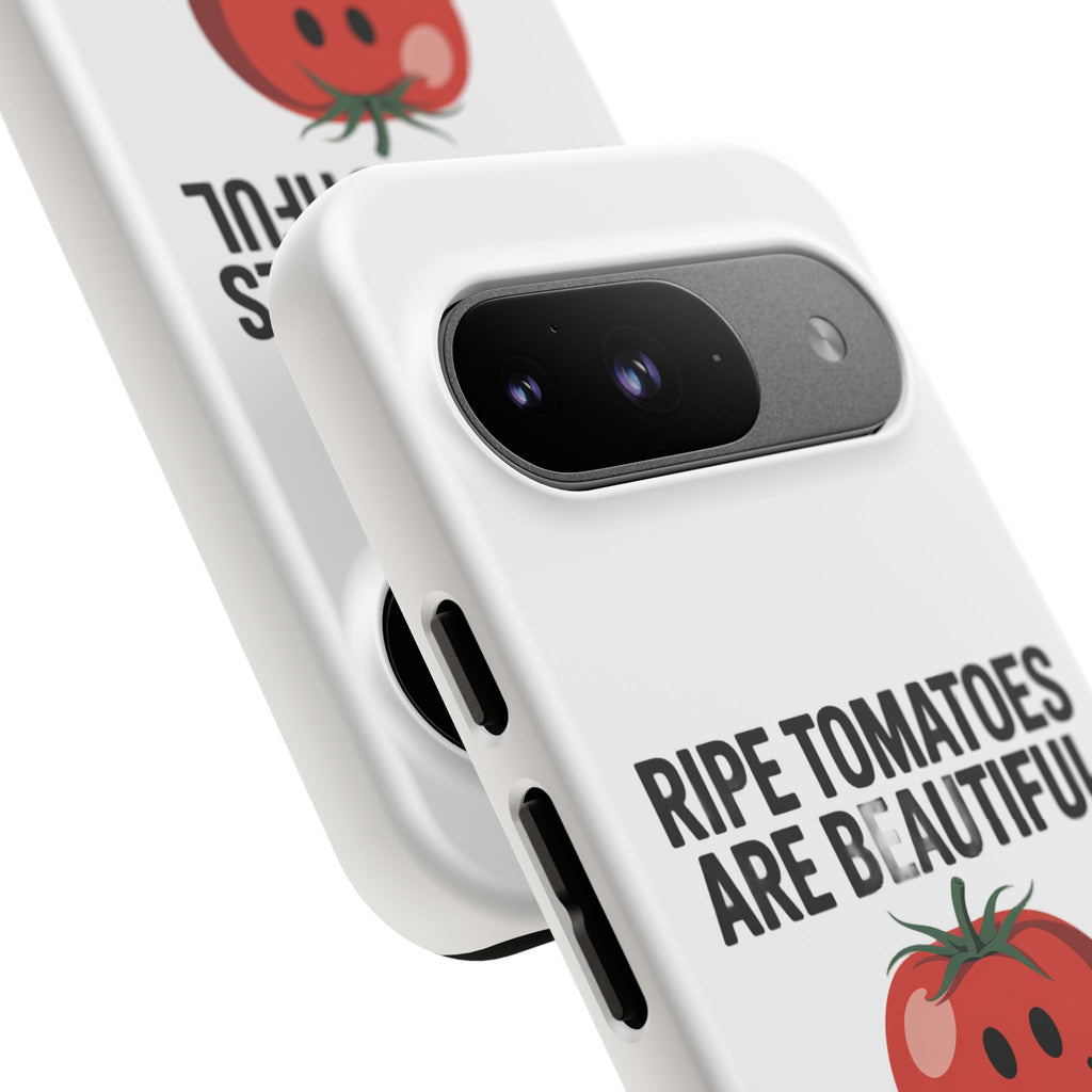 Phone Case — "Ripe Tomatoes Are Beautiful" Audrey Hepburn Quote with Smiling Tomato Graphic