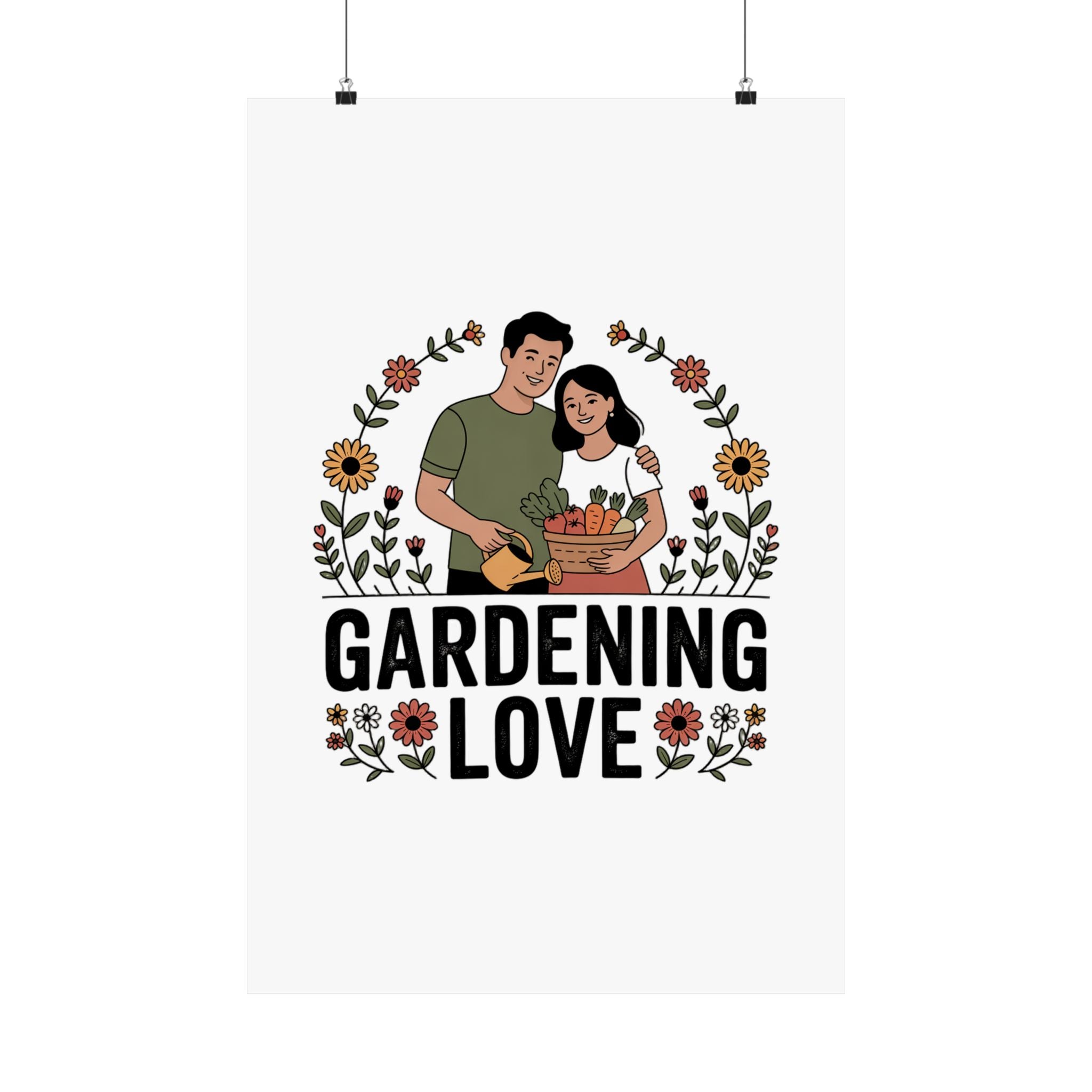 Gardening Love Poster — Couple Gardening Wall Art, Floral Botanical Print