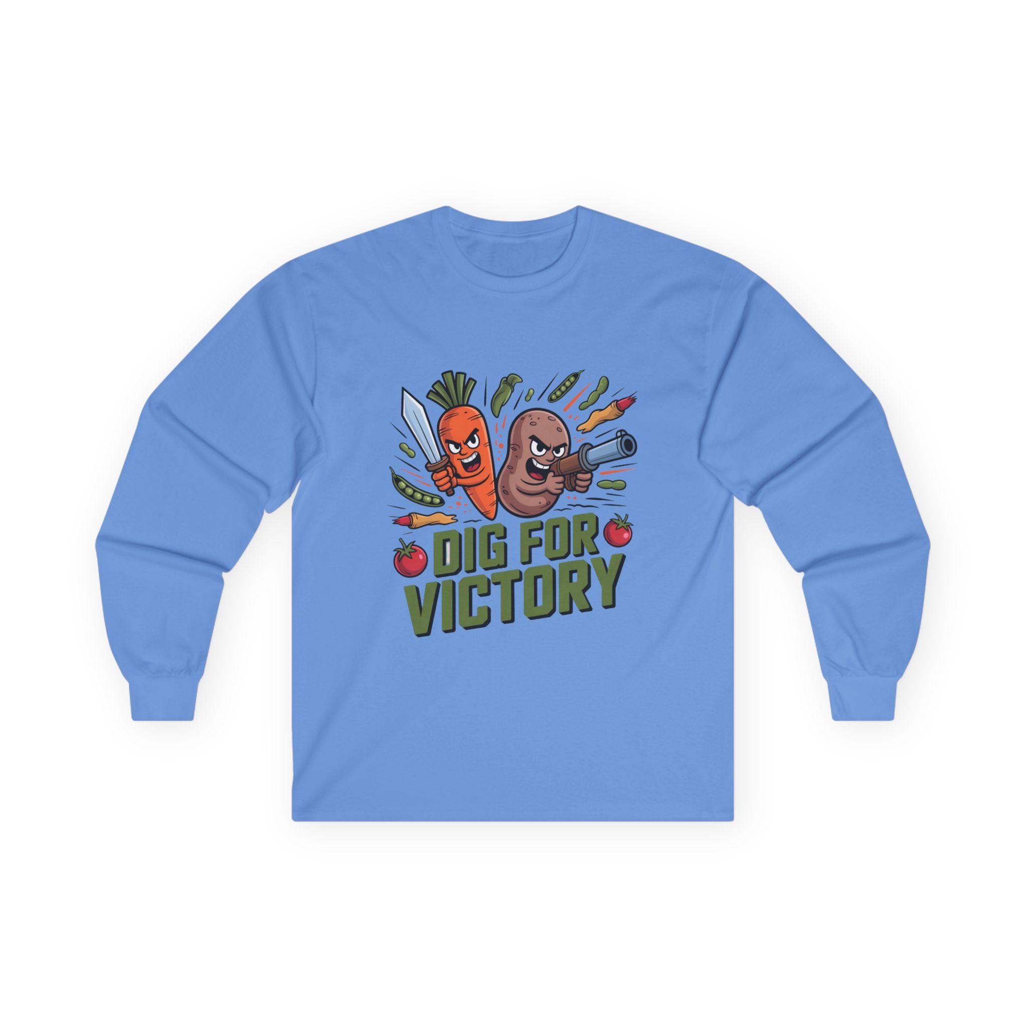 Dig for Victory Long Sleeve Tee — Vintage Veggie Garden Graphic