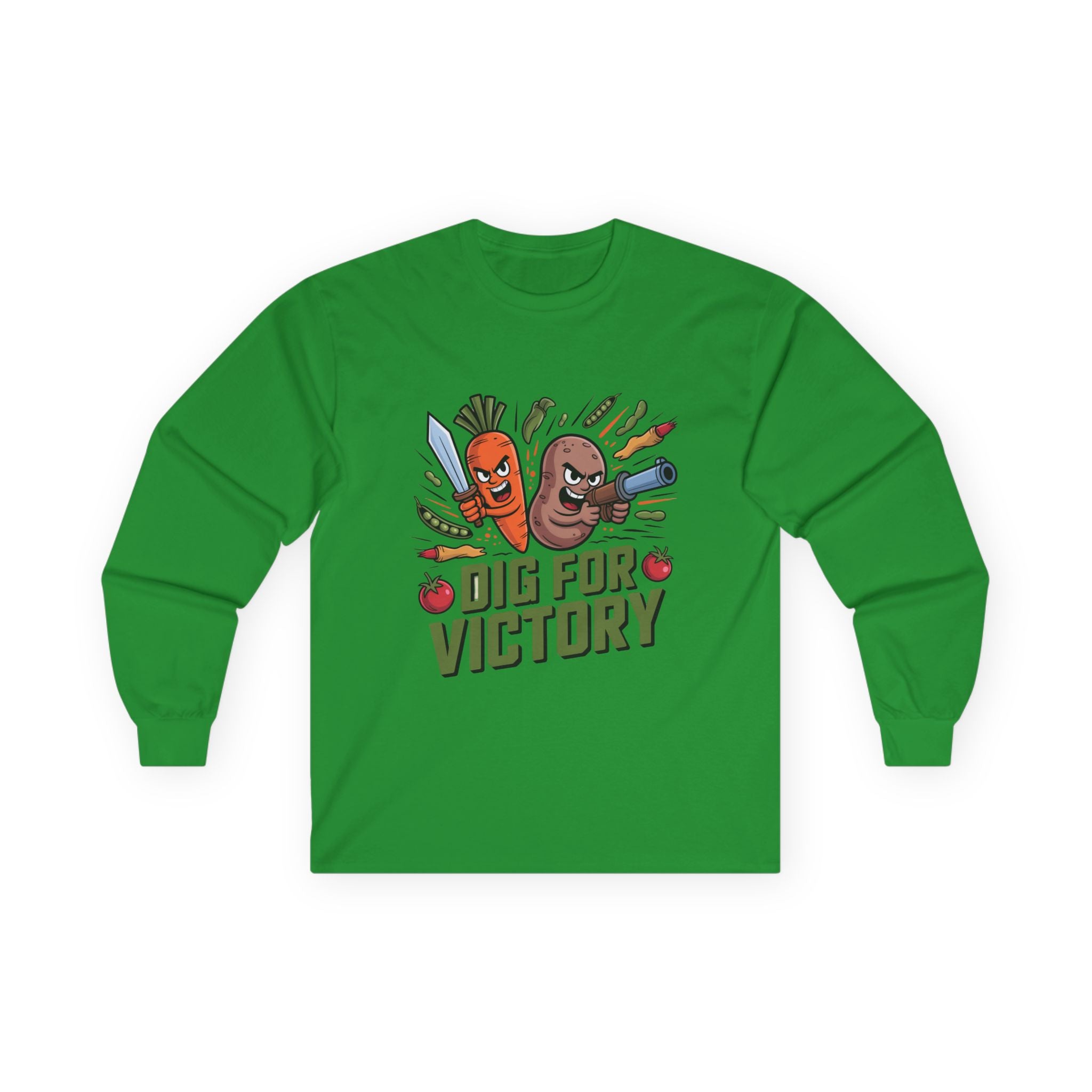 Dig for Victory Long Sleeve Tee — Vintage Veggie Garden Graphic