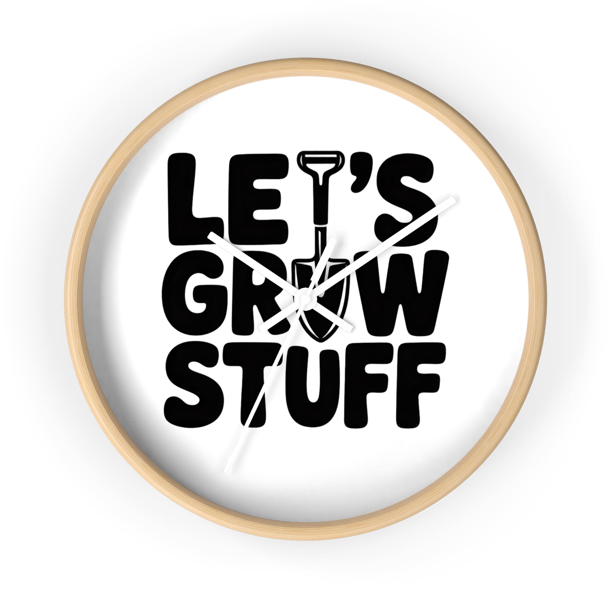 Let’s Grow Stuff Wall Clock — Gardening Quote Decorative Clock for Plant Lovers