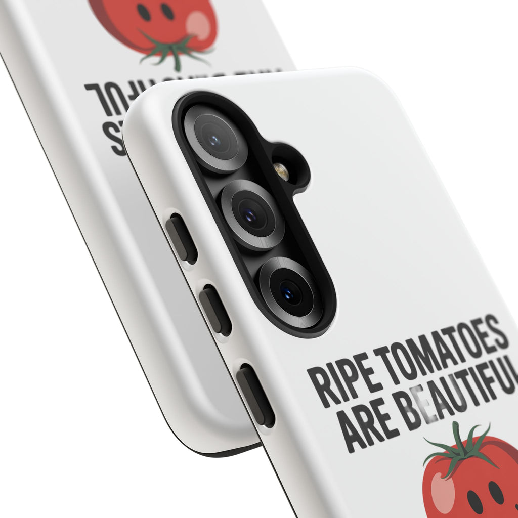 Phone Case — "Ripe Tomatoes Are Beautiful" Audrey Hepburn Quote with Smiling Tomato Graphic