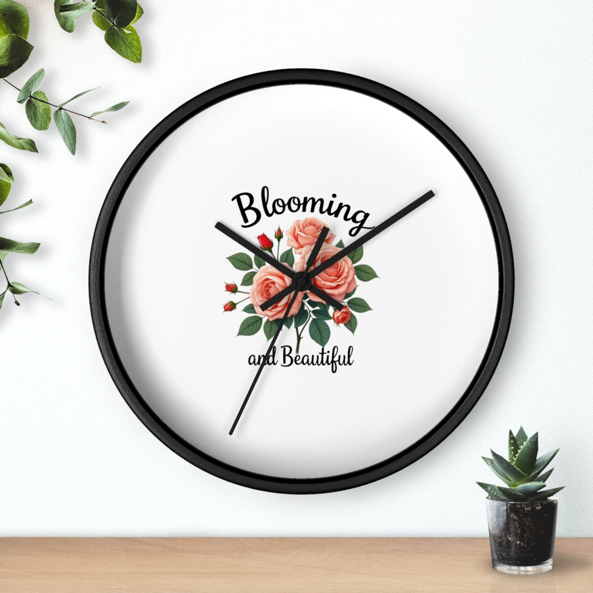 Blooming and Beautiful Wall Clock — Floral Rose Decorative Home Clock