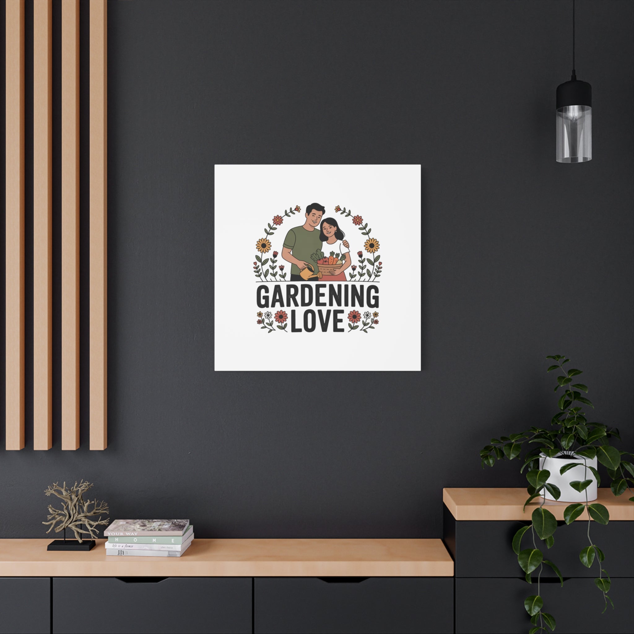 Gardening Love Canvas Print — Couple Gardening Wall Art
