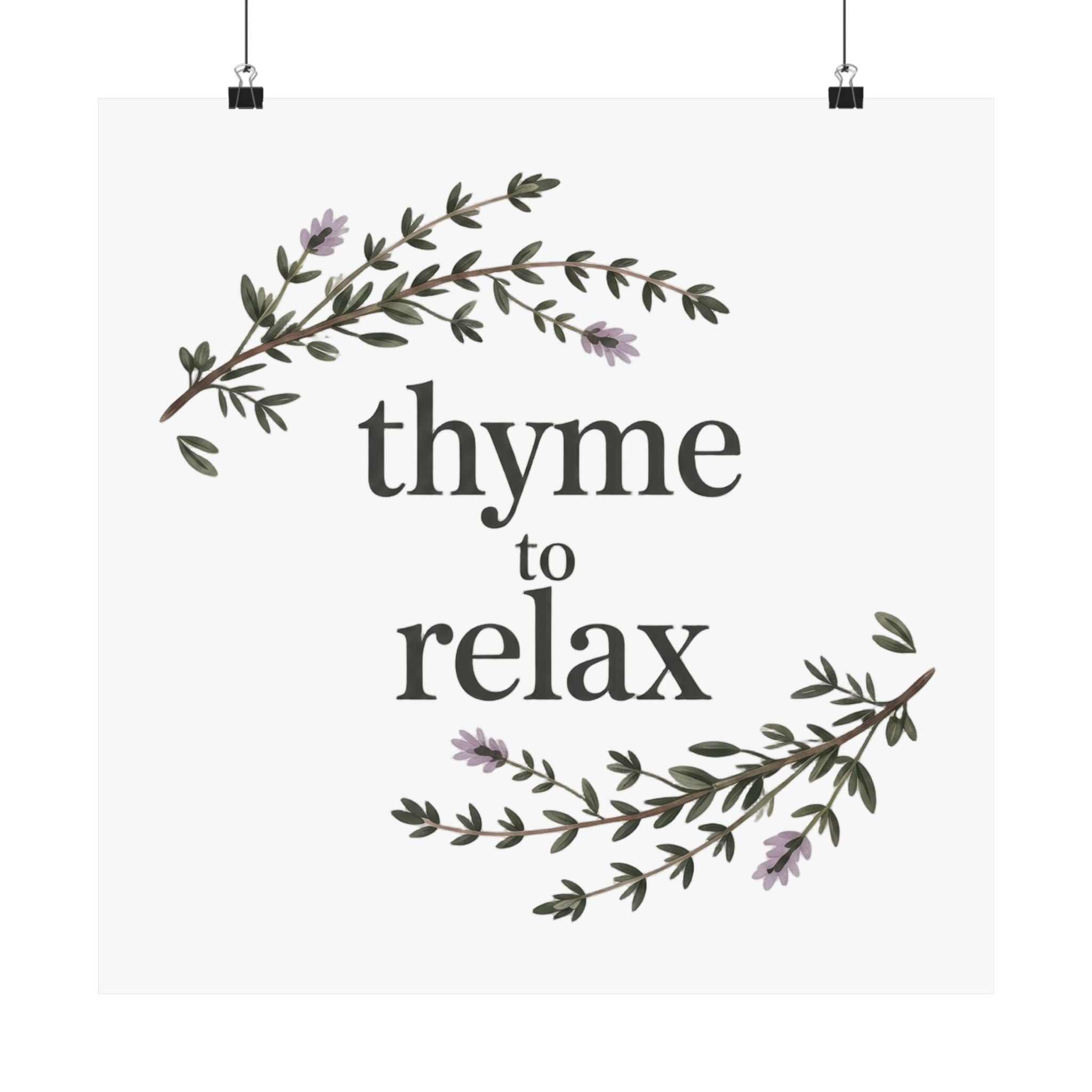 Thyme to Relax Botanical Poster — Calming Kitchen or Spa Wall Art