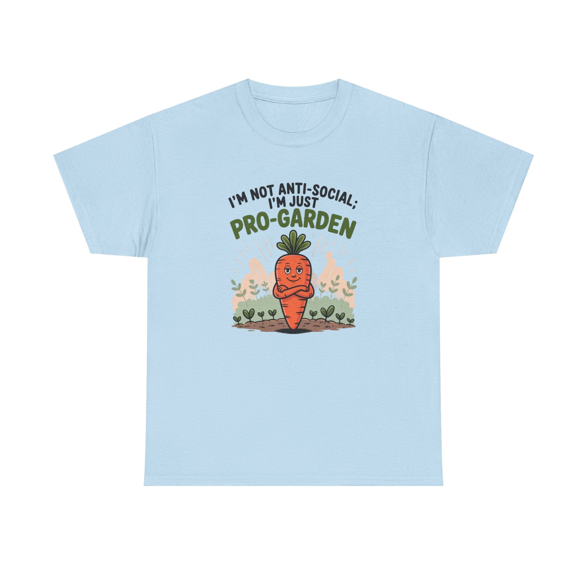 Garden Lover T‑Shirt — "I’m Not Anti-Social, I’m Just Pro-Garden" Cute Carrot Tee