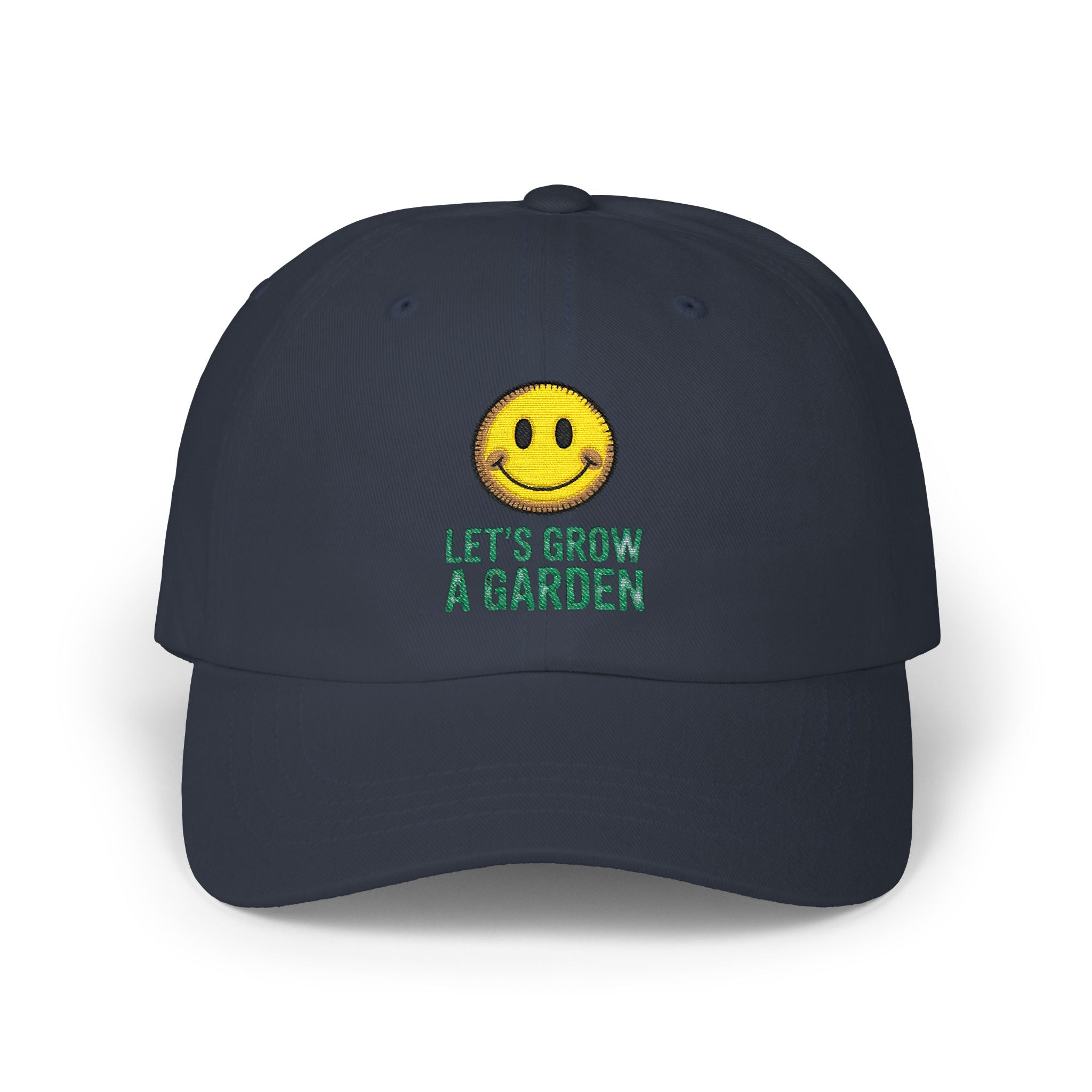 Dad Cap - 'Let’s Grow a Garden' Smiley Embroidered Hat