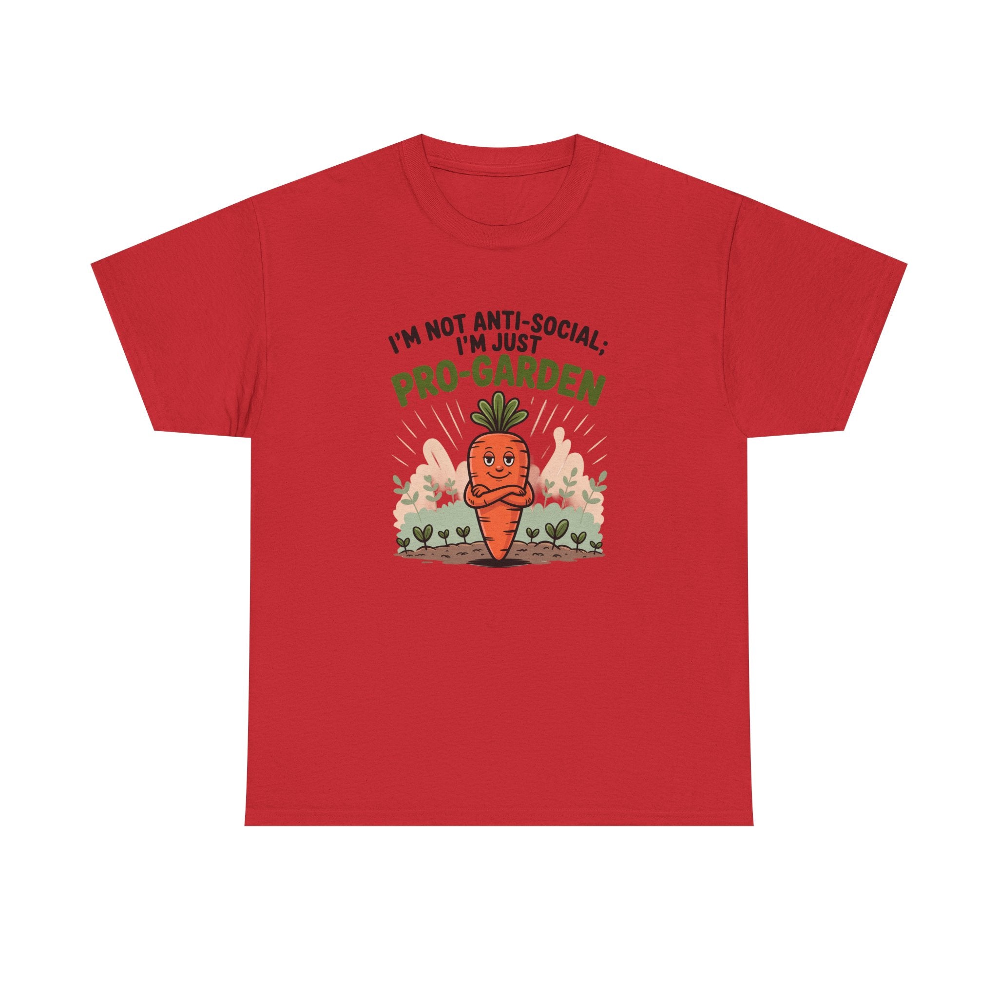 Garden Lover T‑Shirt — "I’m Not Anti-Social, I’m Just Pro-Garden" Cute Carrot Tee