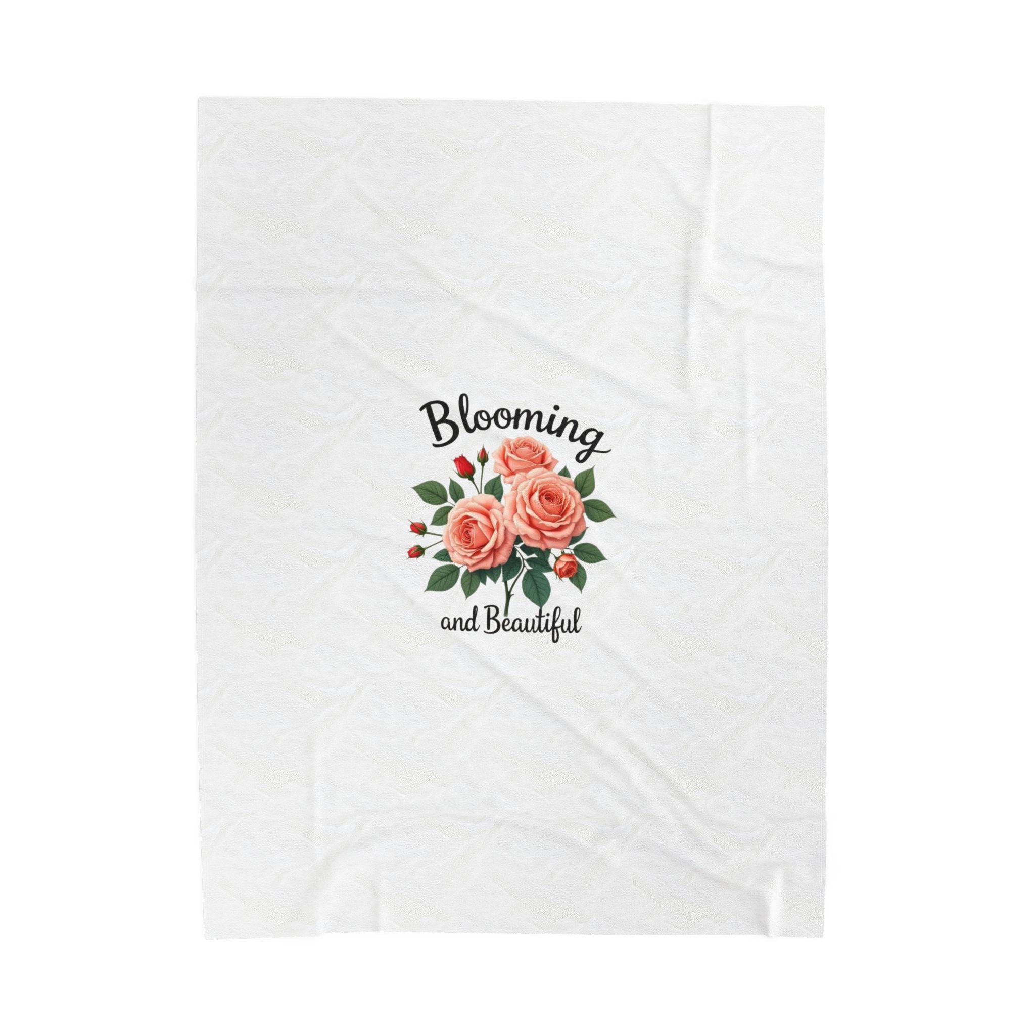 Blooming and Beautiful Plush Blanket — Floral Velveteen Throw for Mothers & Spring Gifts