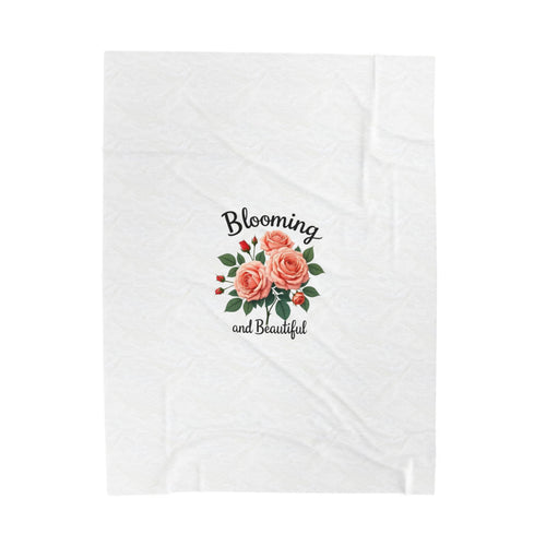 Blooming and Beautiful Plush Blanket — Floral Velveteen Throw for Mothers & Spring Gifts