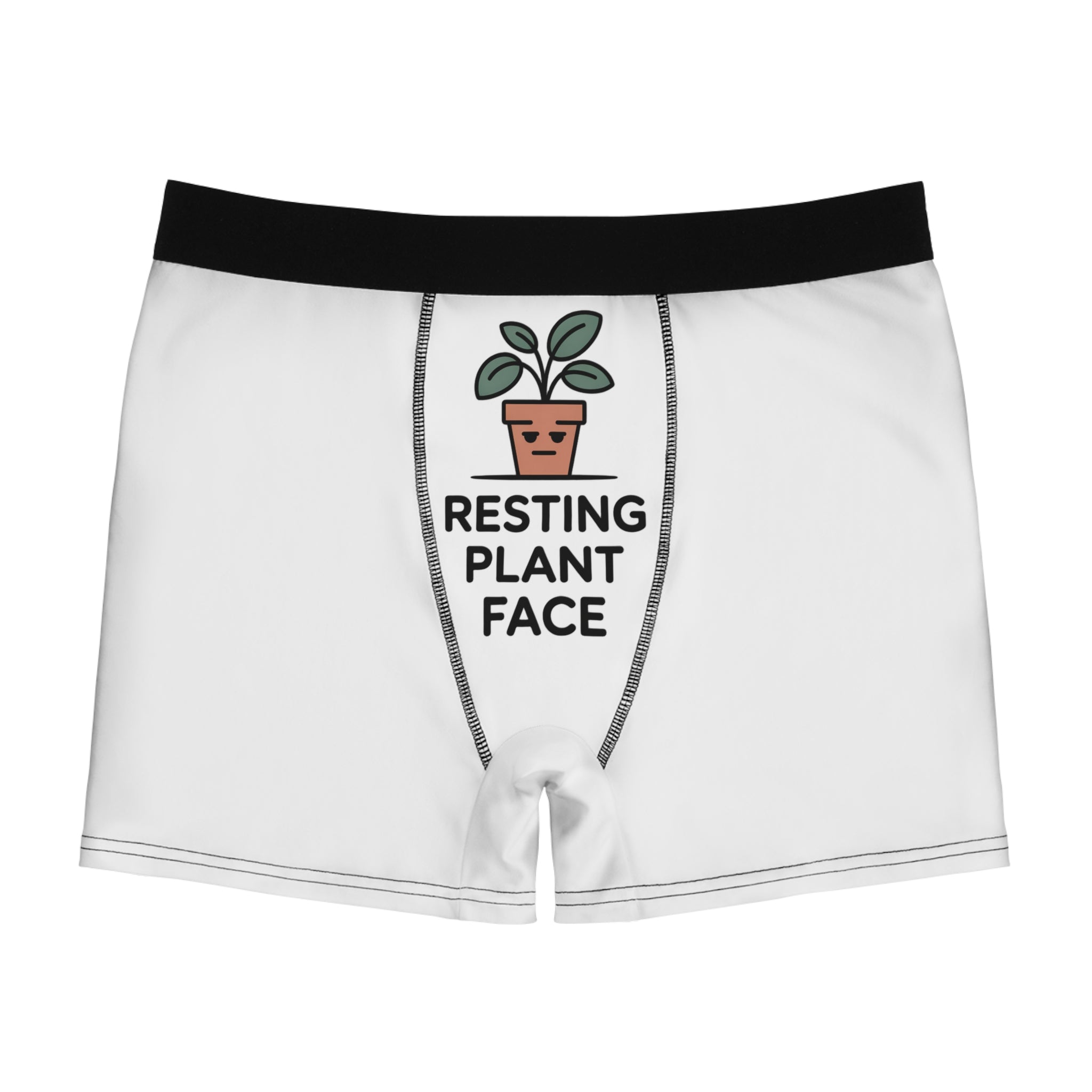 Men's Boxer Briefs — 'Resting Plant Face' Cute Plant Pot Graphic Underwear
