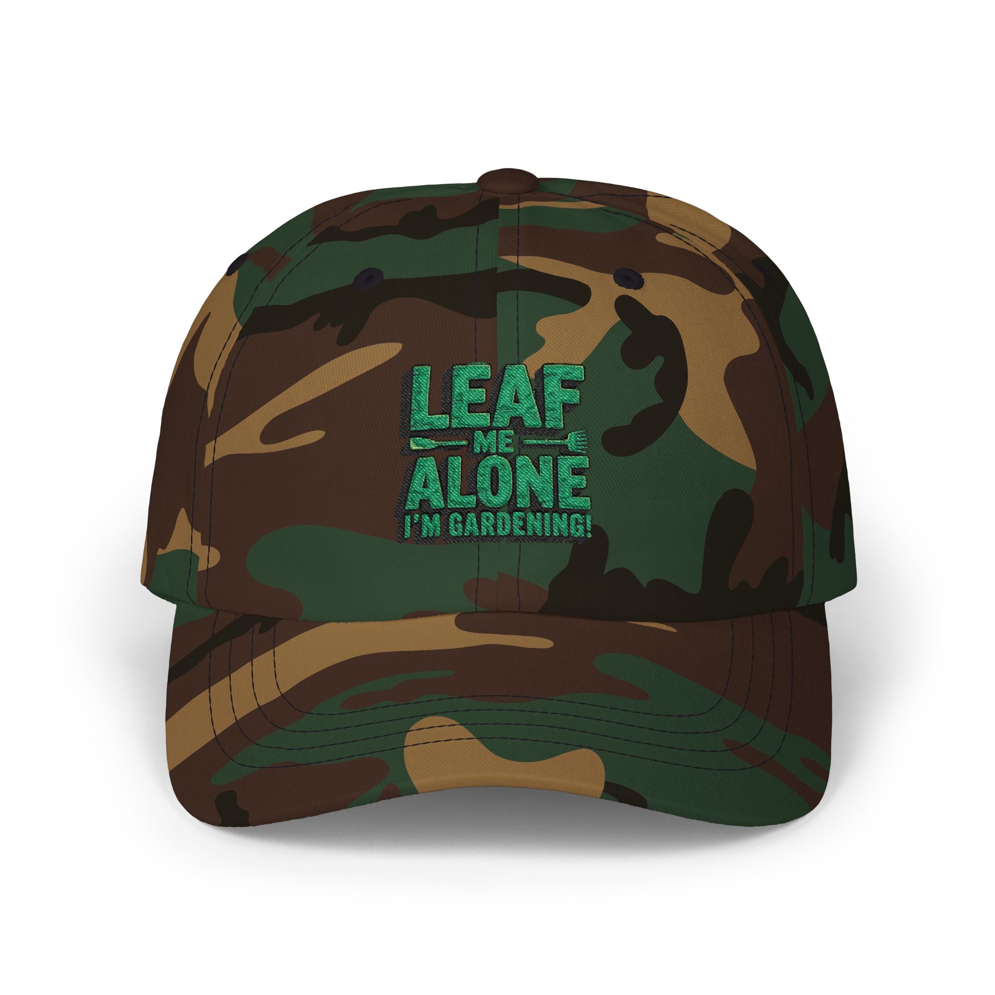 Dad Cap – "Leaf Me Alone" Gardening Hat (Funny Plant Lover Embroidered Cap)