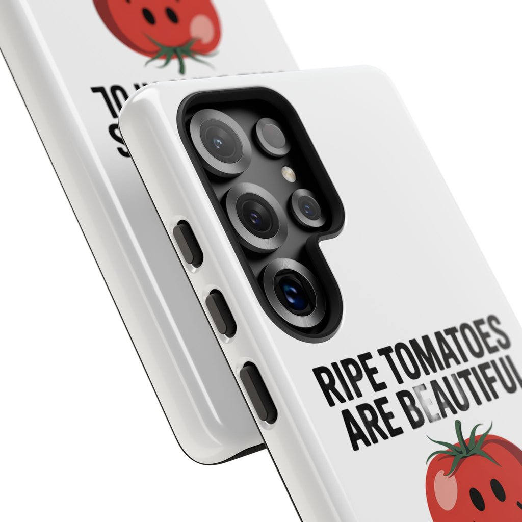 Phone Case — "Ripe Tomatoes Are Beautiful" Audrey Hepburn Quote with Smiling Tomato Graphic