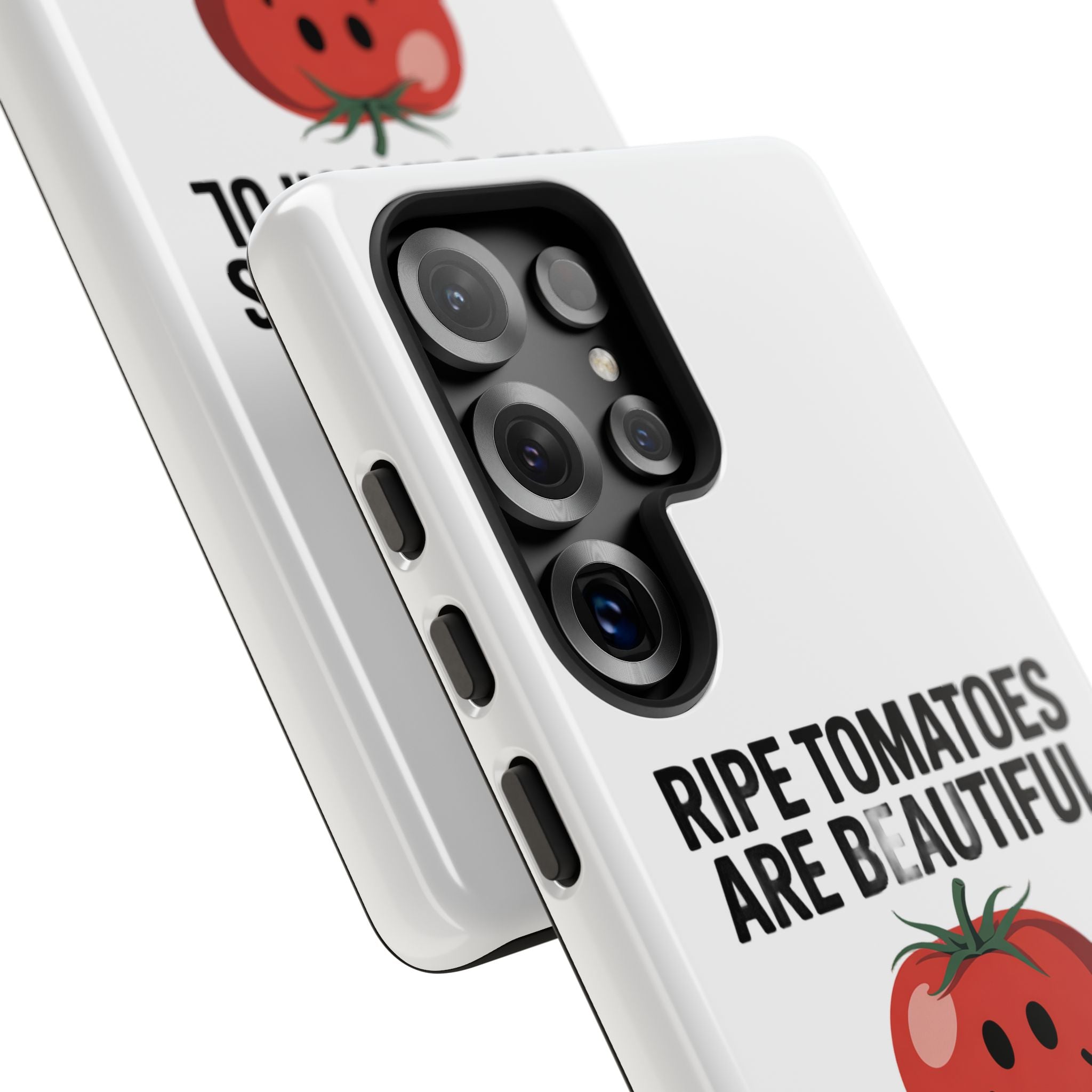 Phone Case — "Ripe Tomatoes Are Beautiful" Audrey Hepburn Quote with Smiling Tomato Graphic