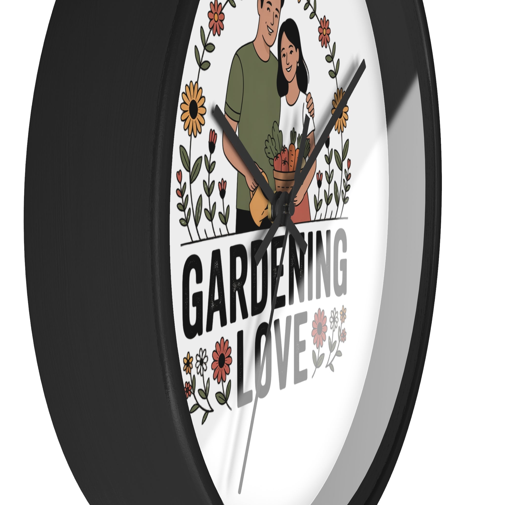 Gardening Love Wall Clock — Couple Floral Garden Decor