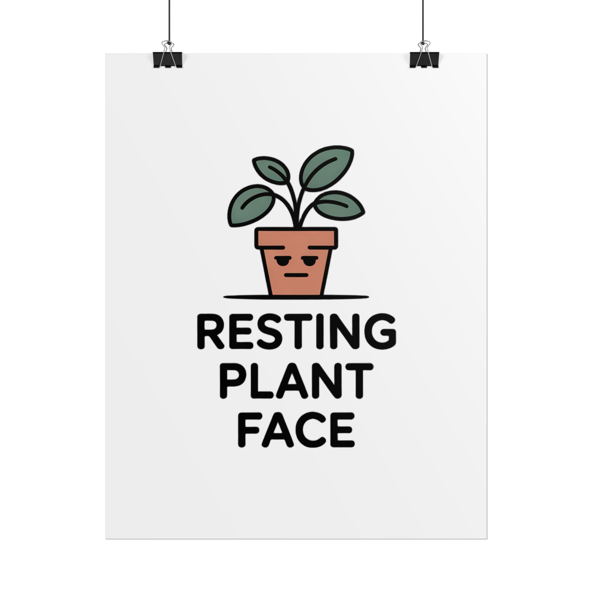 Rolled Poster — "Resting Plant Face" Minimalist Plant Pun Wall Art