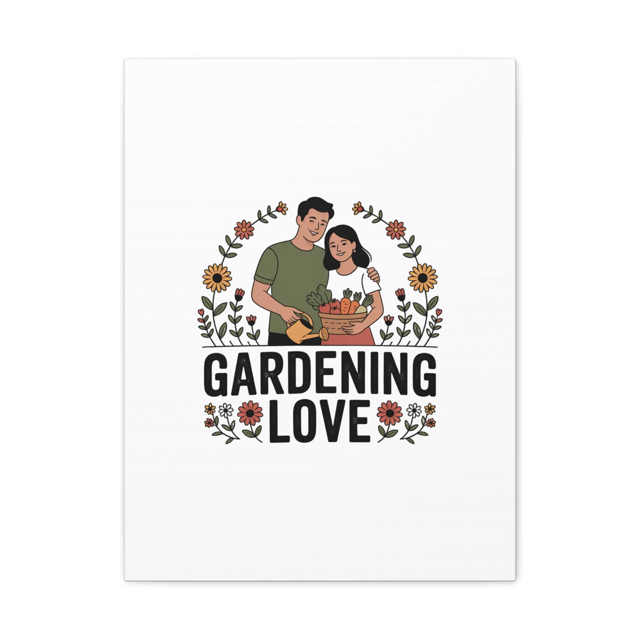 Gardening Love Canvas Print — Couple Gardening Wall Art