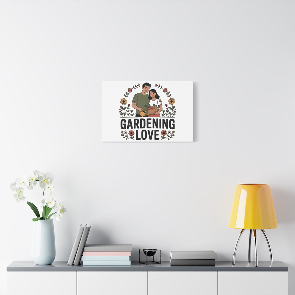 Gardening Love Canvas Print — Couple Gardening Wall Art